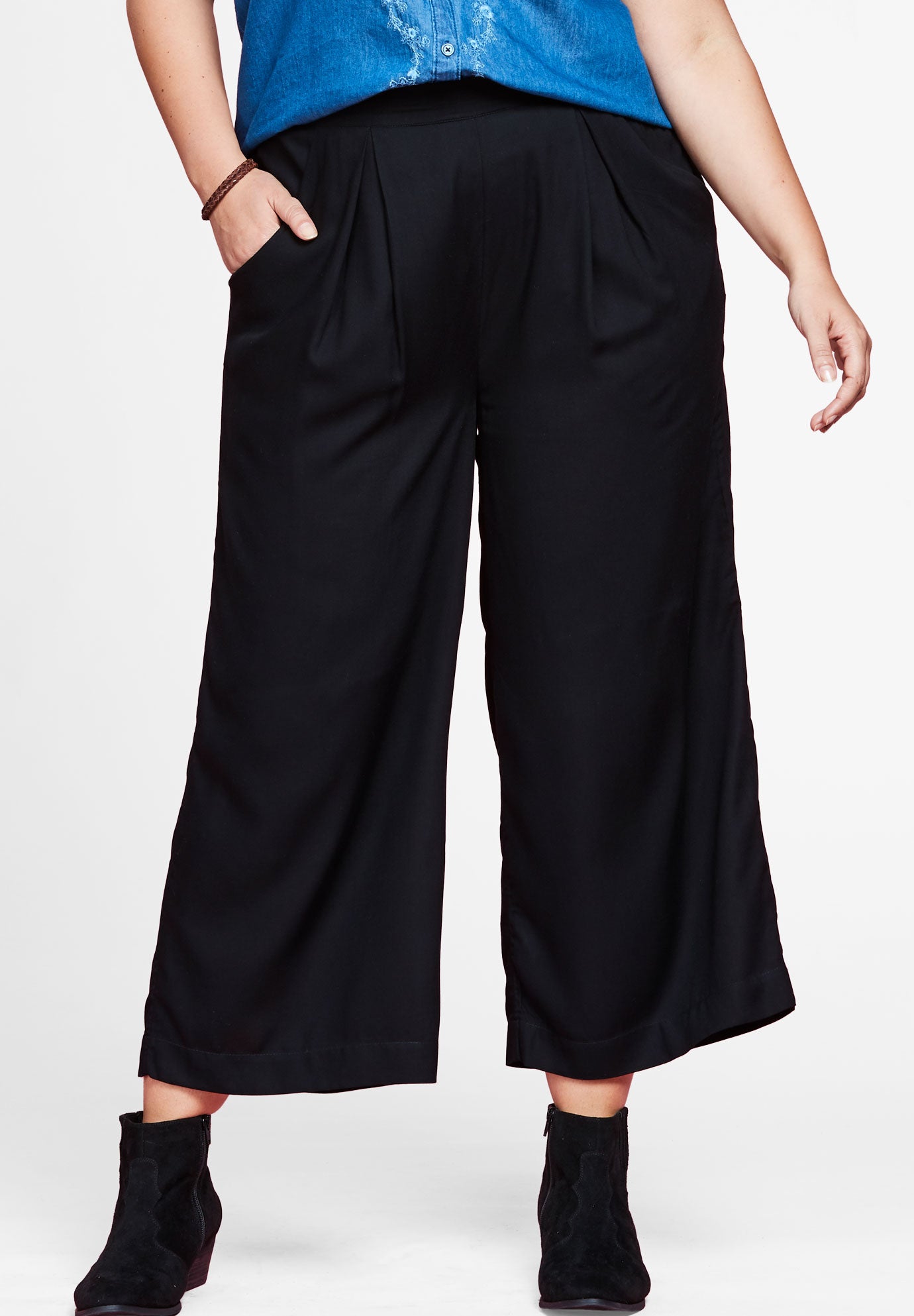 Wide Leg Culotte By Chelsea Studio Plus Size Casual Pants