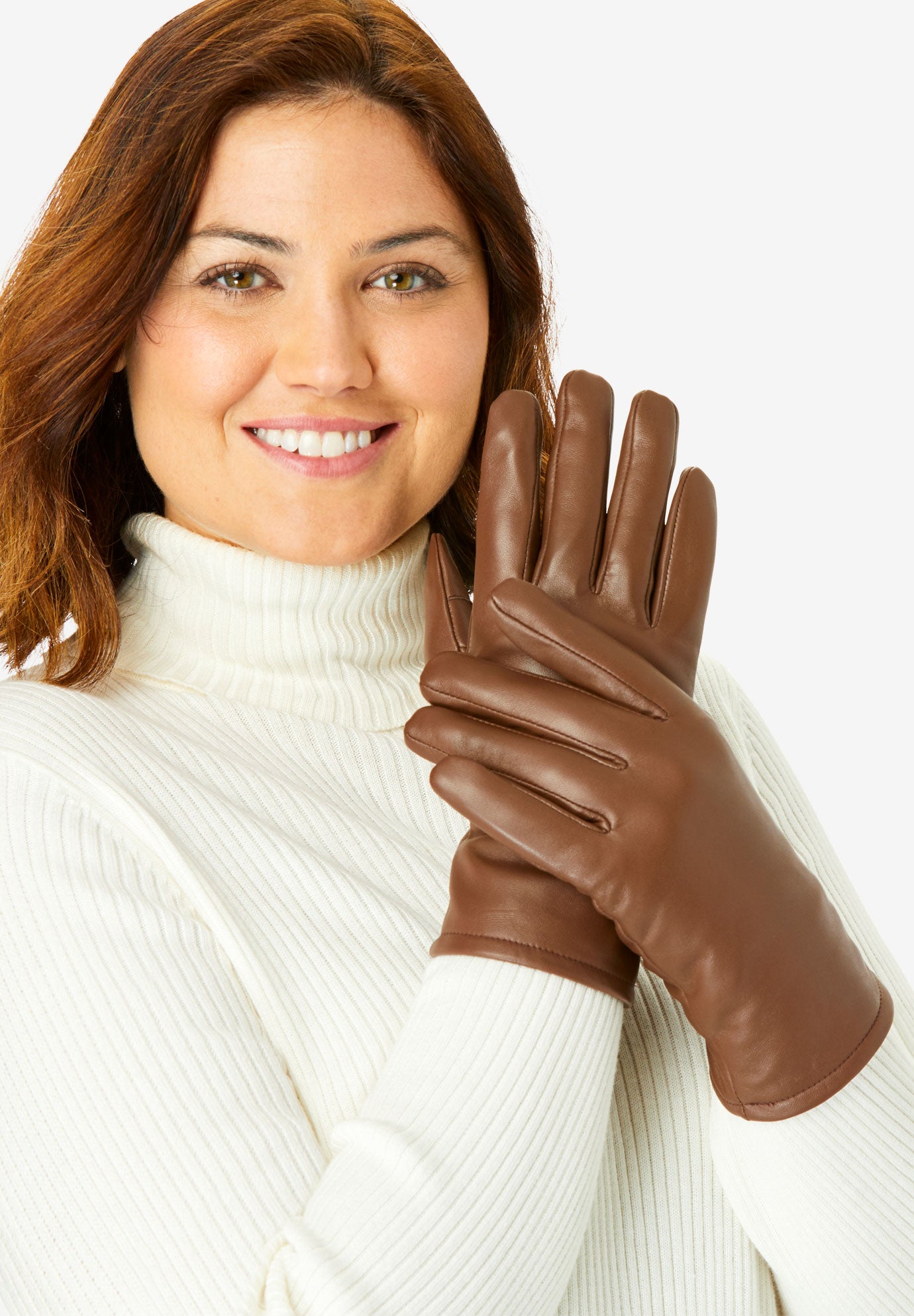 FleeceLined Leather Gloves Plus Size Accessories Woman Within