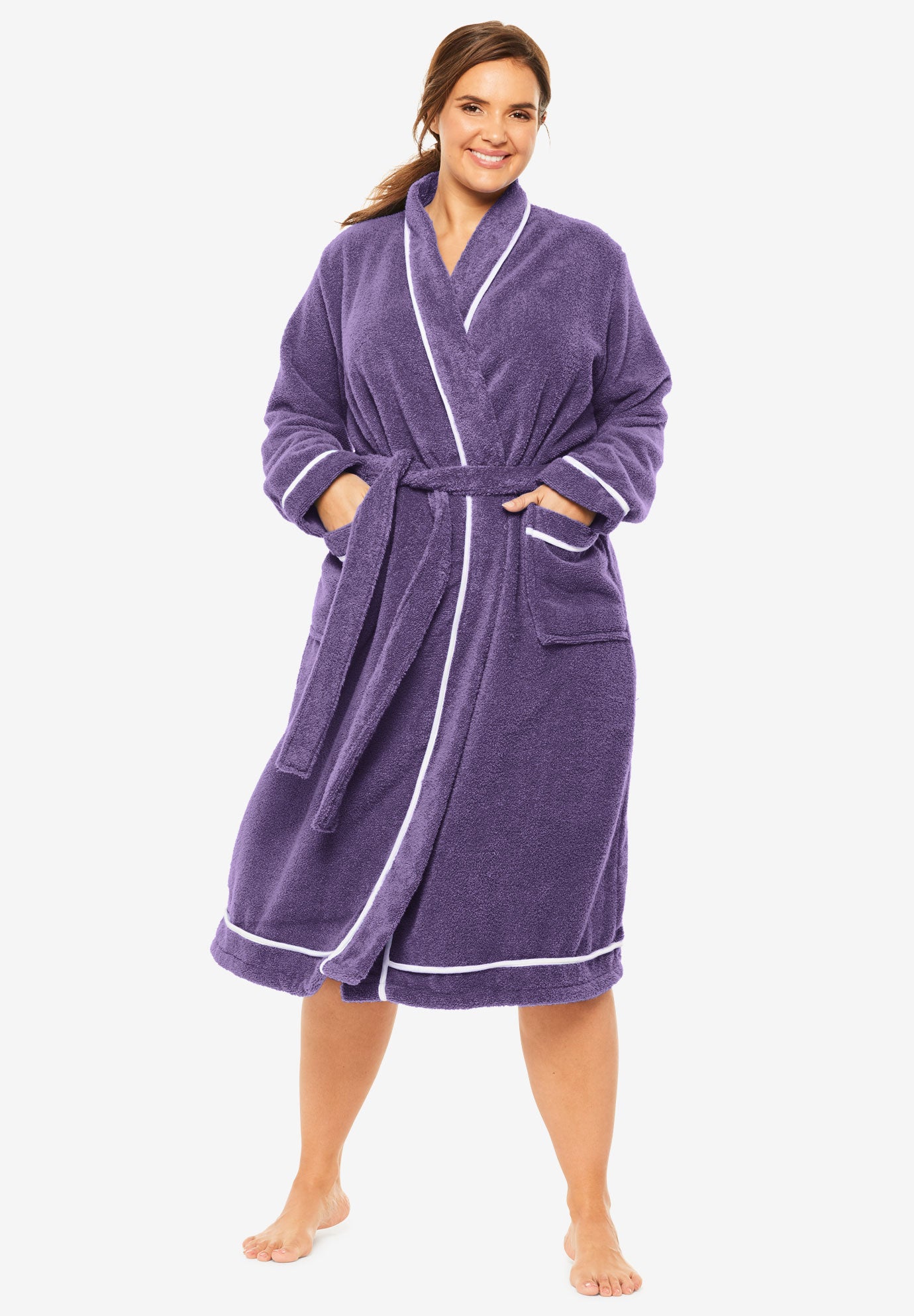 Spa Terry Short Wrap Robe by Dreams & Co.® Plus Size Robes Woman Within