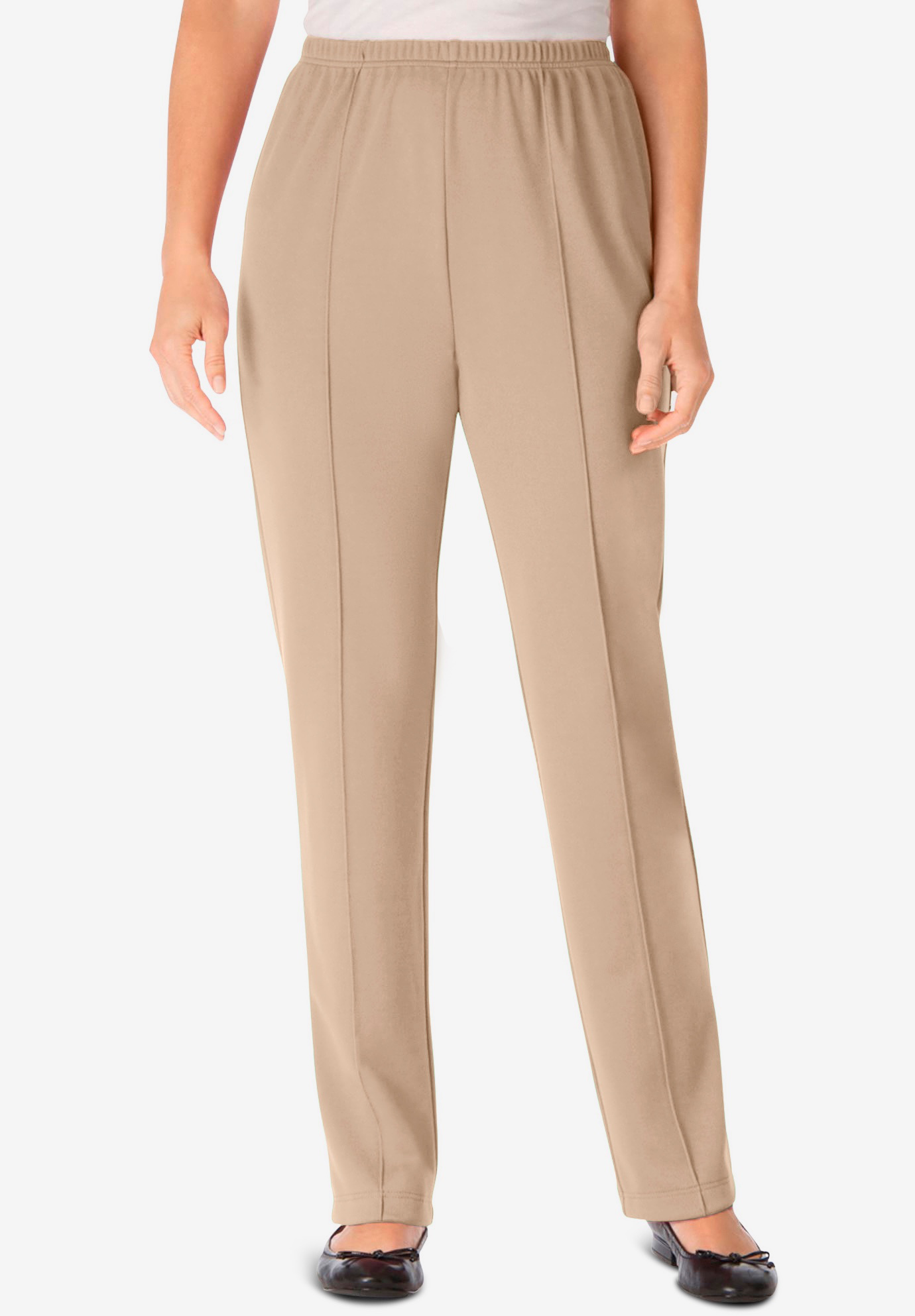 Wrinkle and Stain-Resistant Knit Pant by Only Necessities®| Plus Size ...