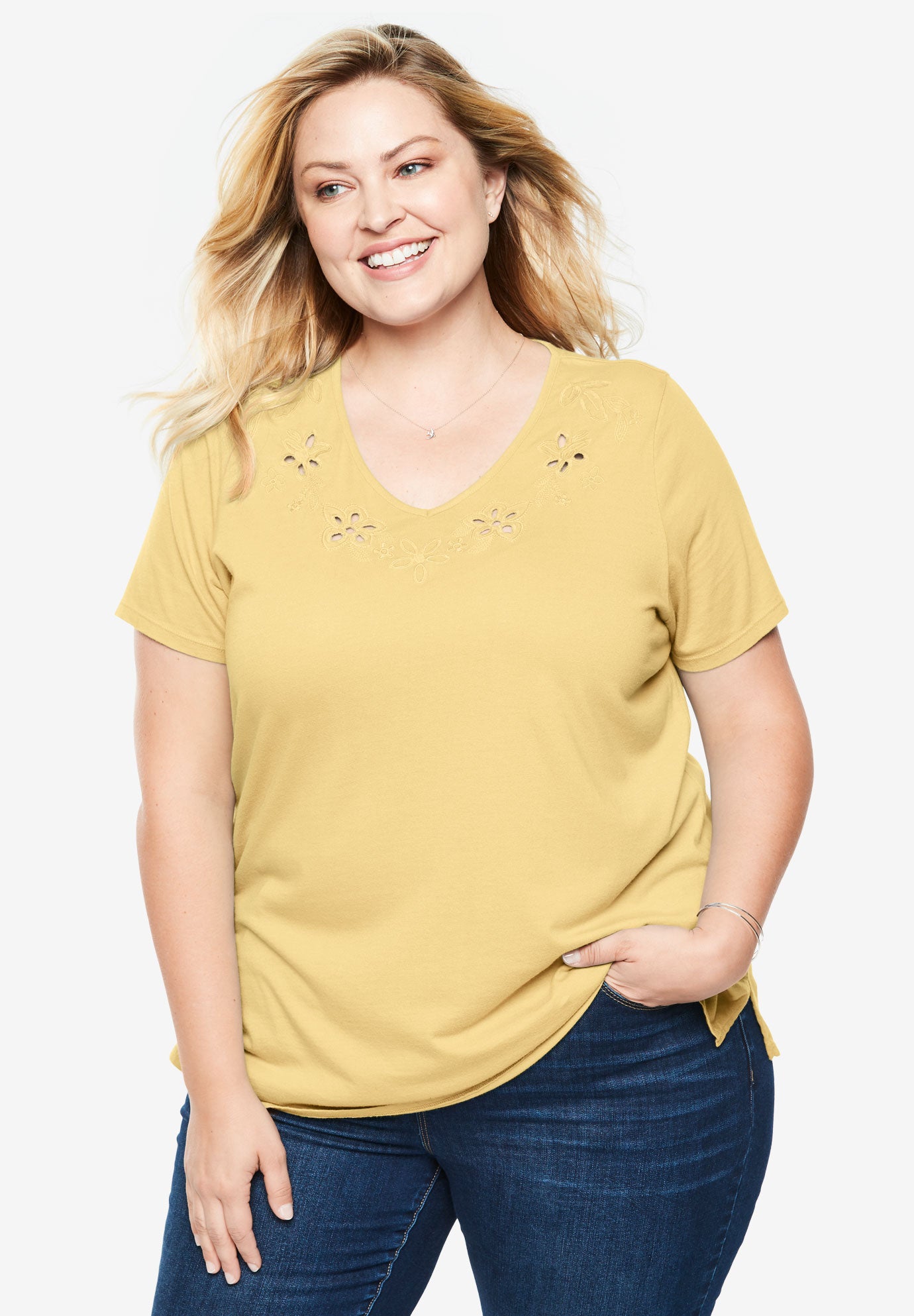 V Neck Cutout Plain T-Shirts – sherop V Neck Cutout T-Shirts