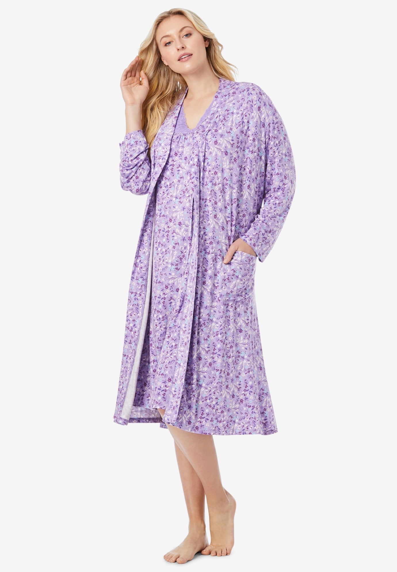 Knit Gown and Robe Set Woman Within