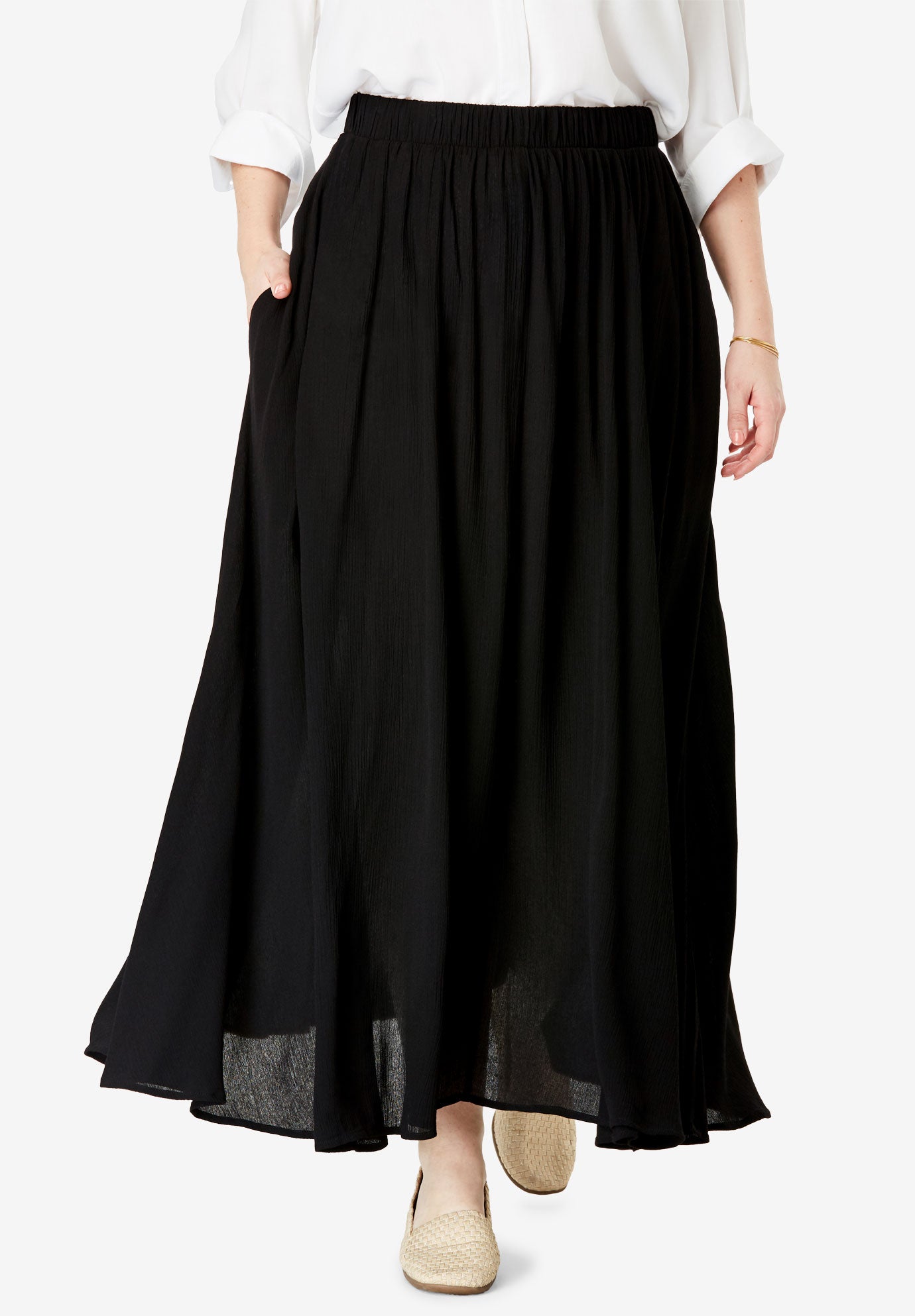 Maxi Crinkle Skirt Woman Within