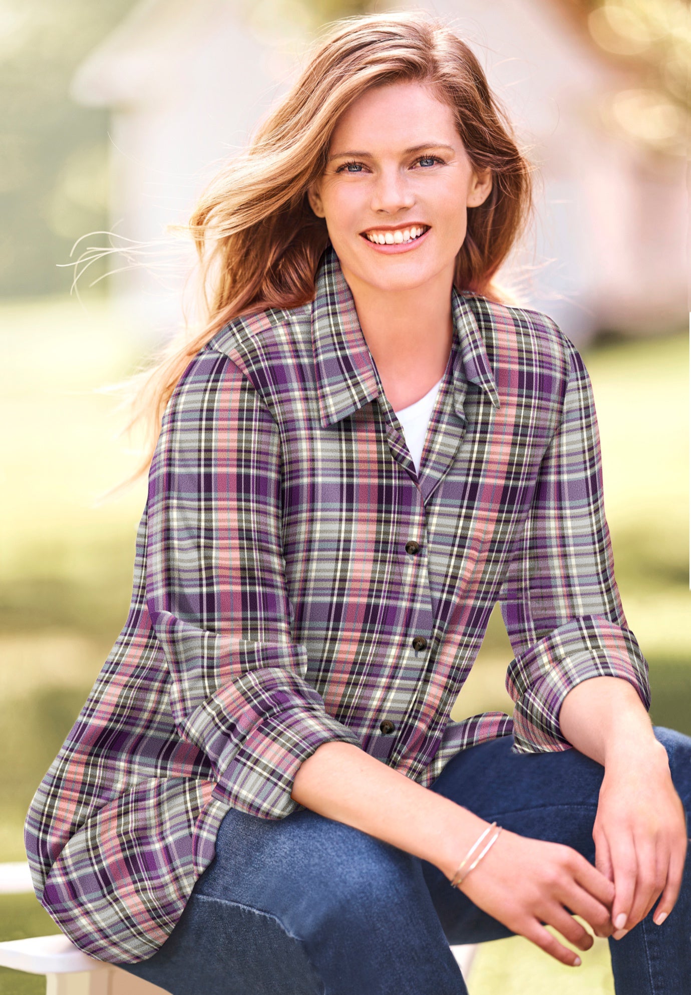 Classic Flannel Shirt Woman Within