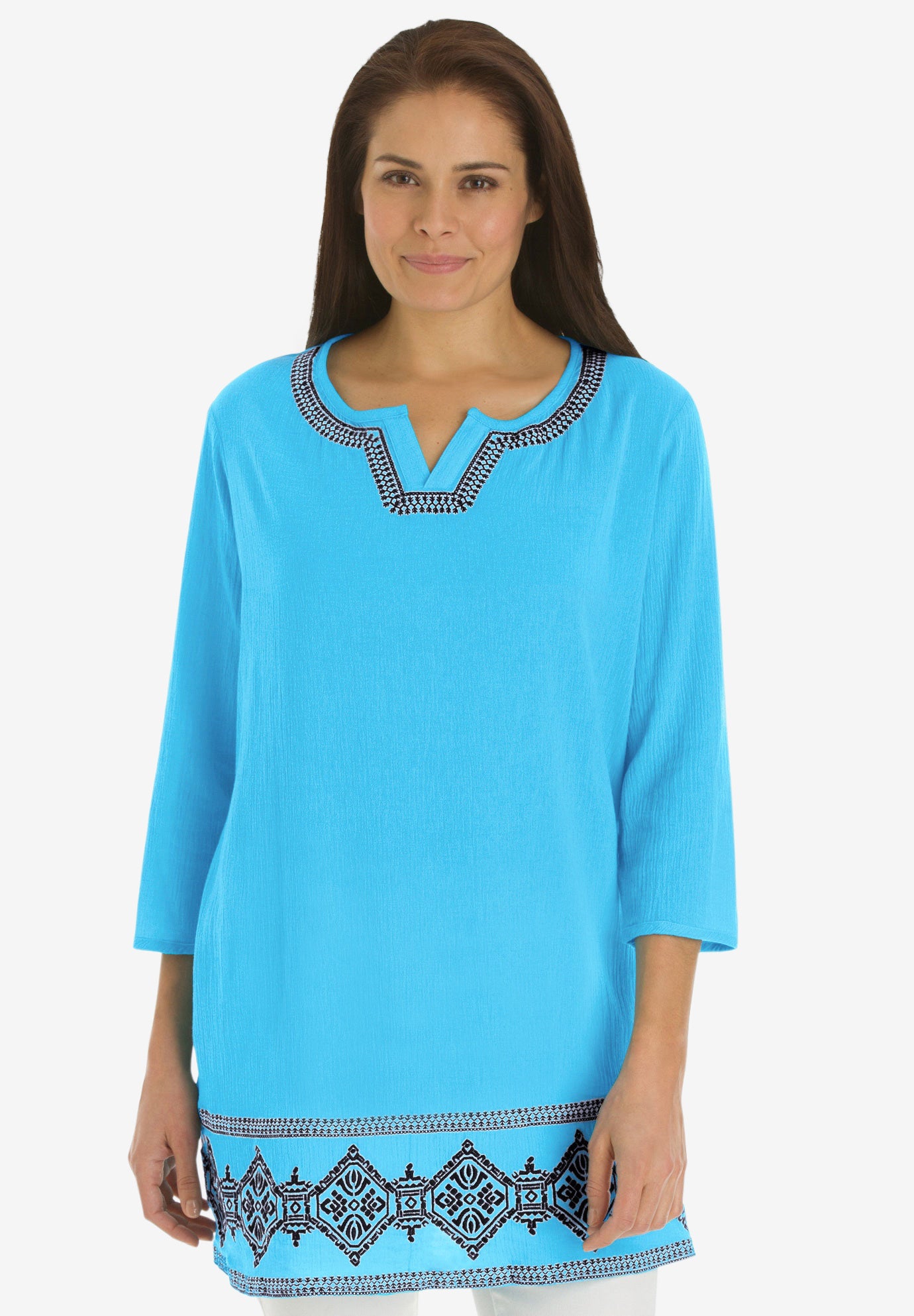 Embroidered gauze tunic Woman Within