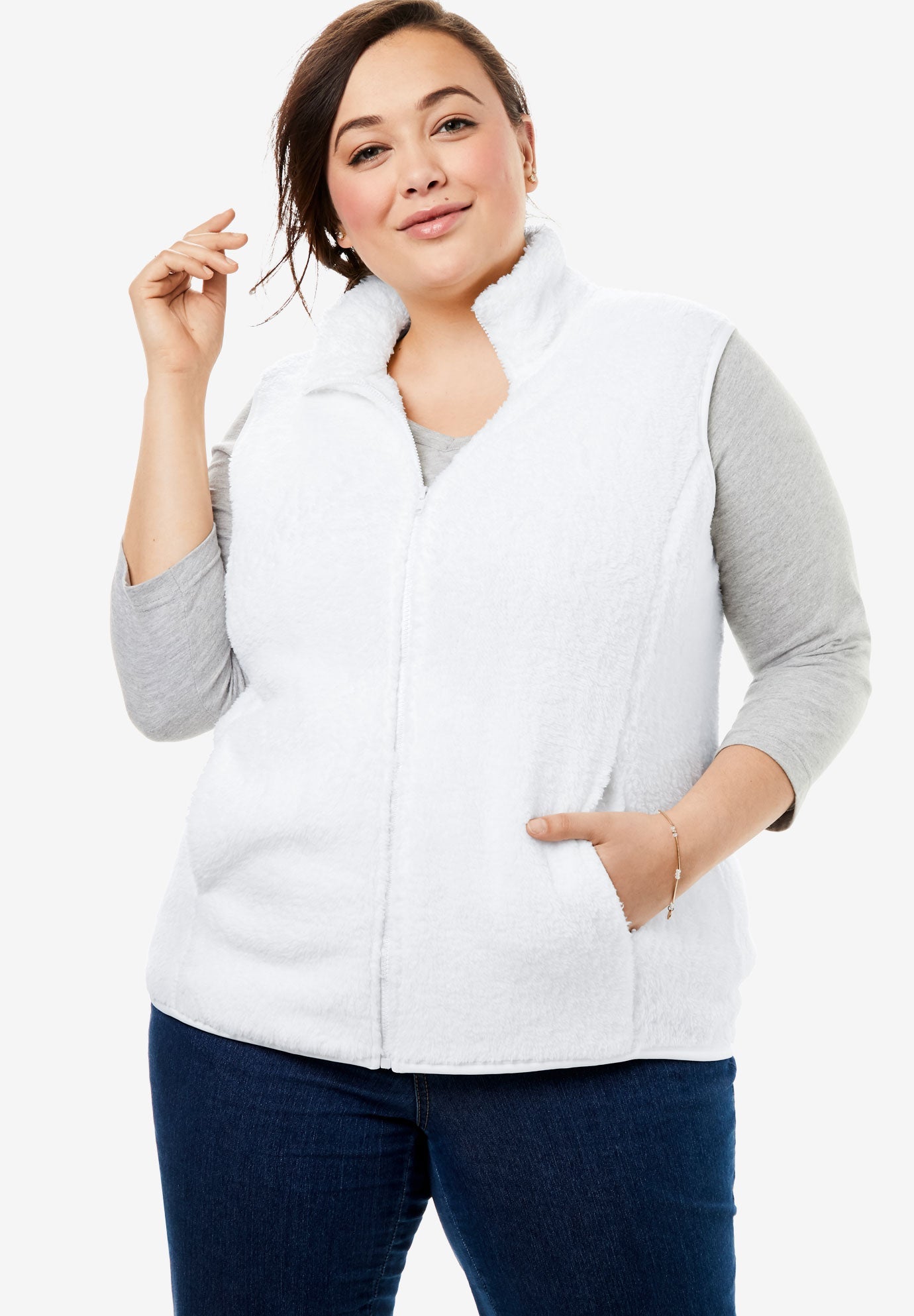Fluffy Fleece Vest Plus Size Fleece Woman Within