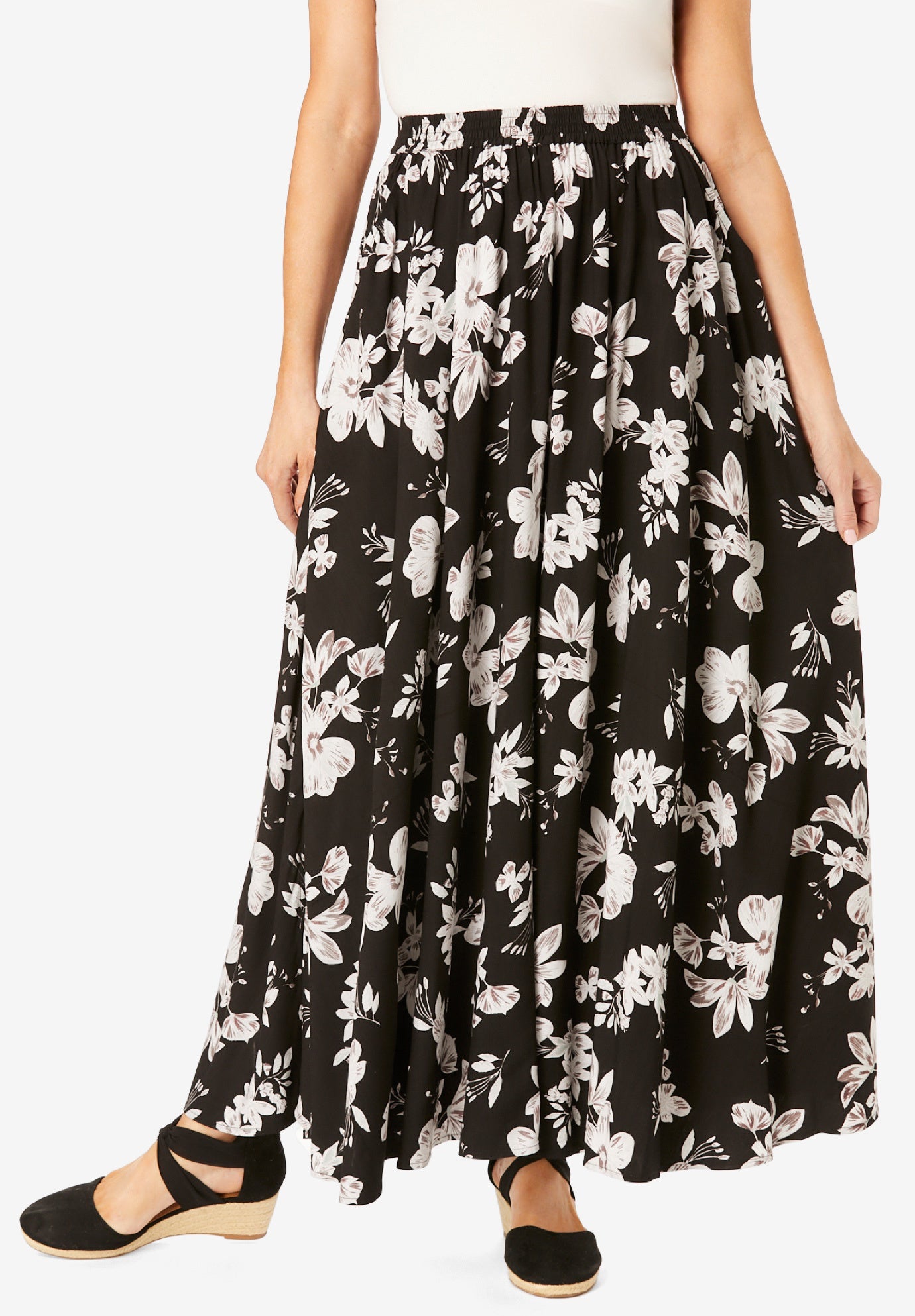Elastic Waist Leather Maxi Skirt