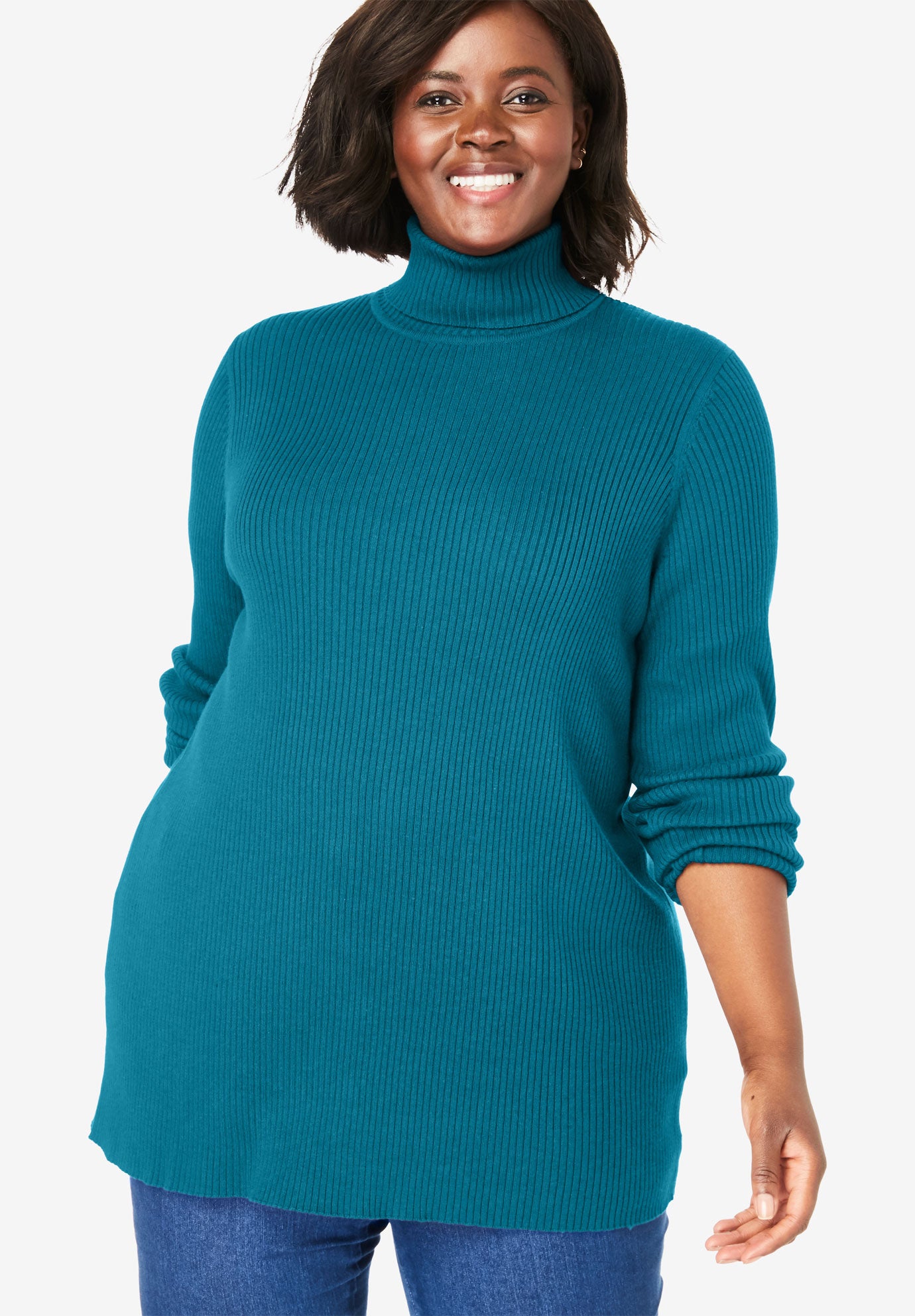 Woman within turtleneck clearance