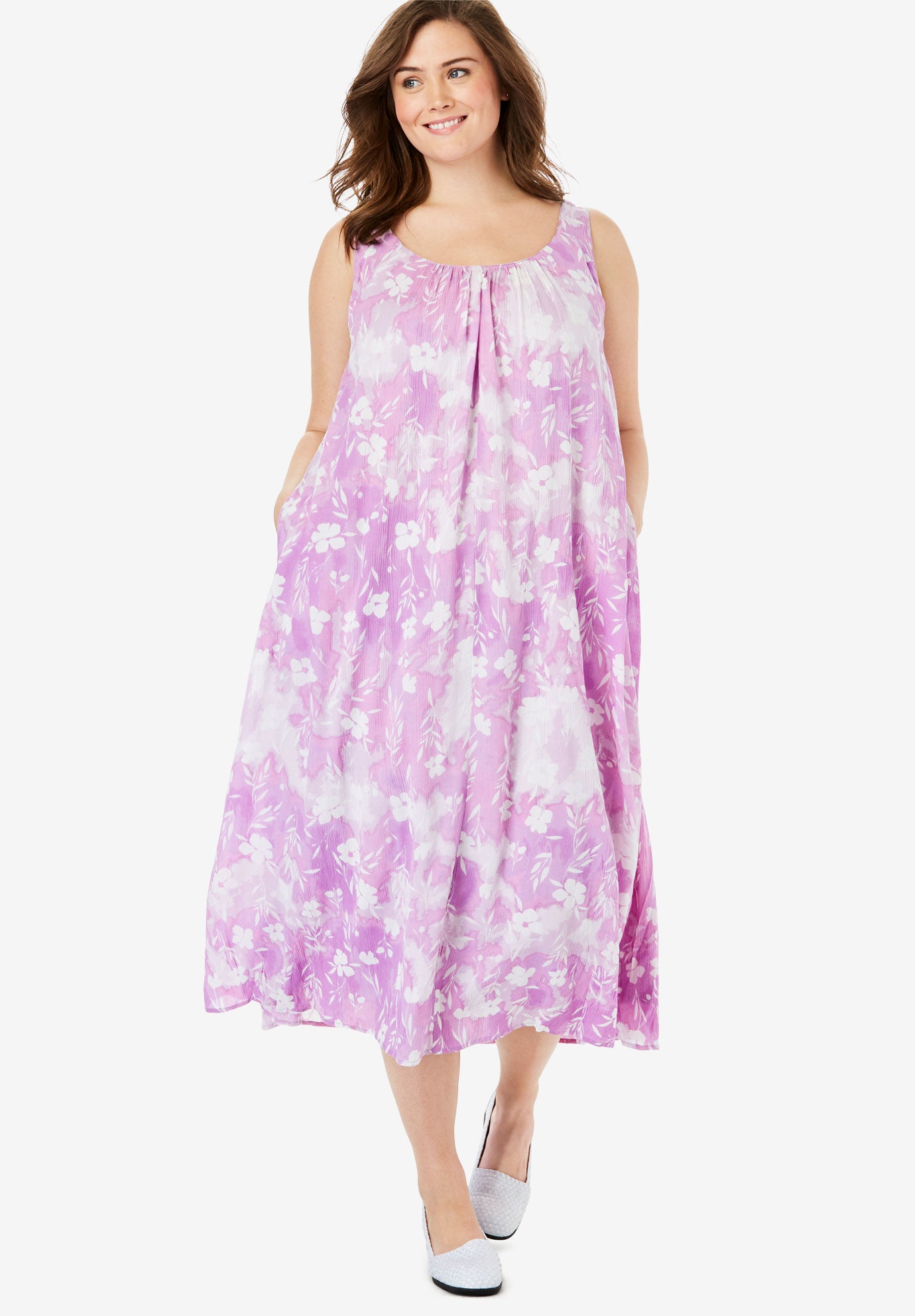 A-Line Sleeveless Crinkle Dress | Woman Within