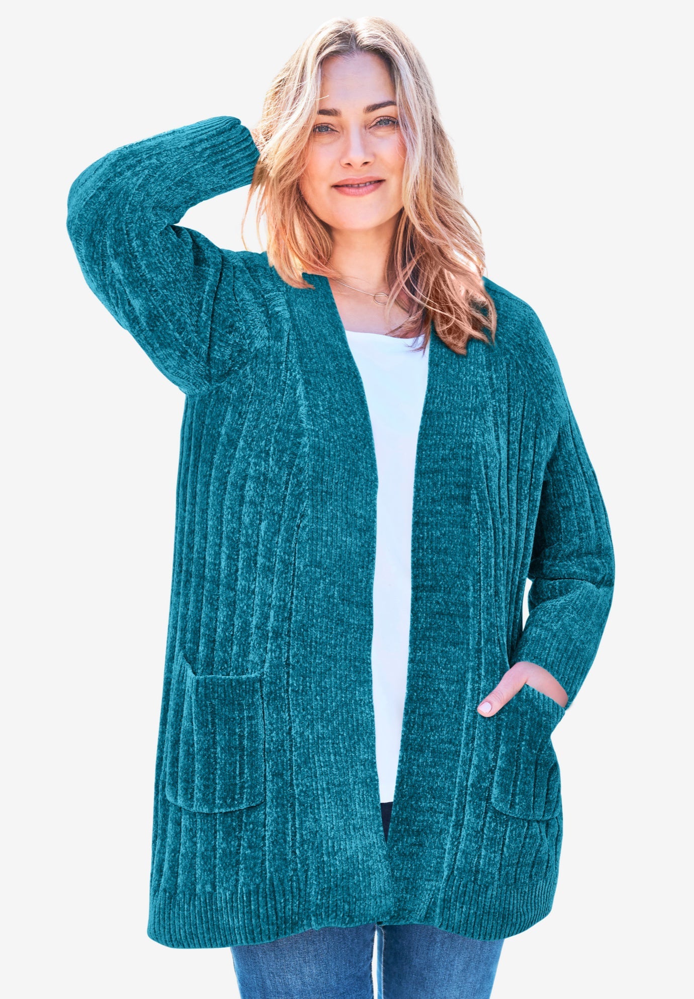 Open Front Chenille Cardigan | Woman Within