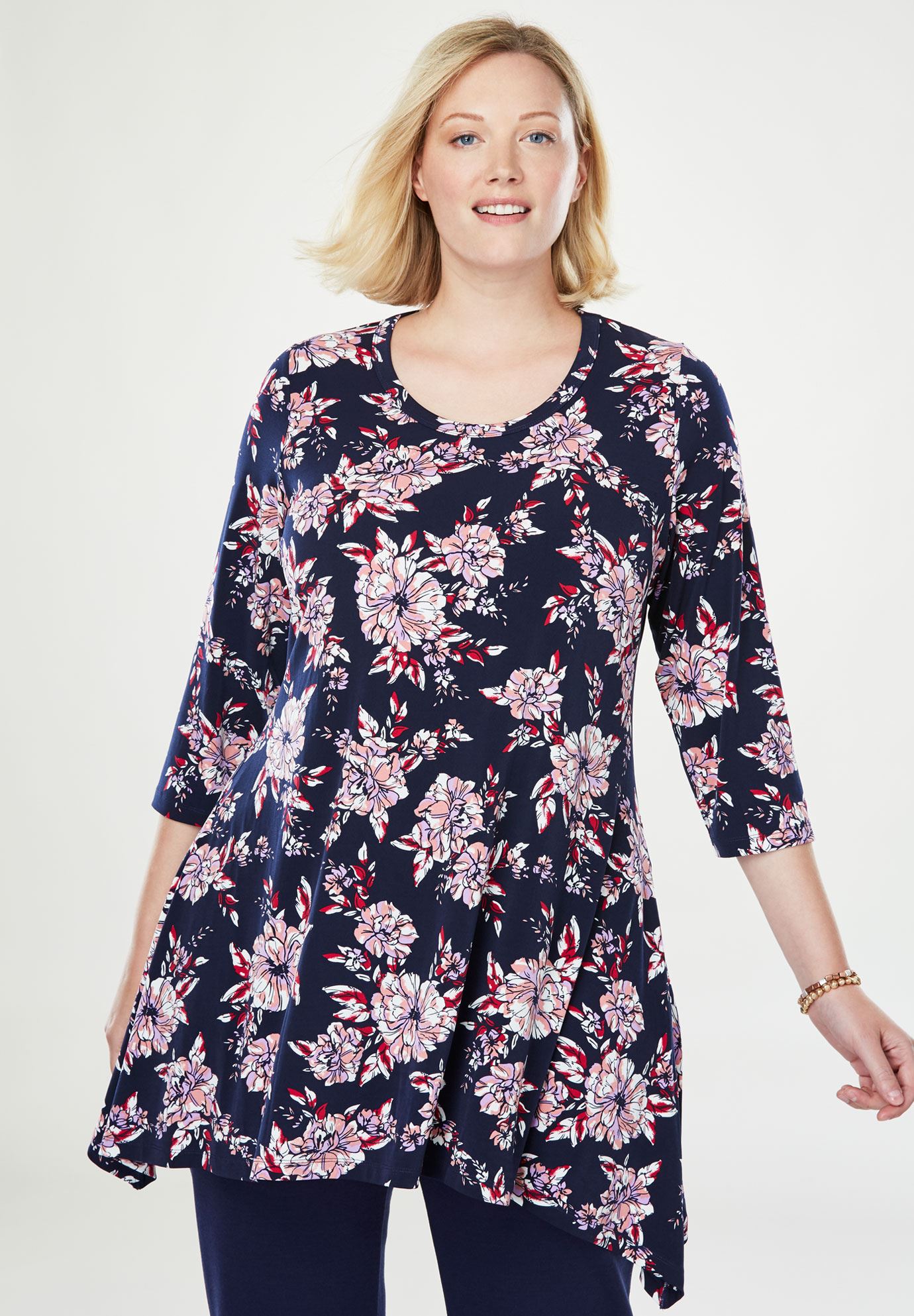 Sharkbite Hem Tunic Plus Size Tops Woman Within
