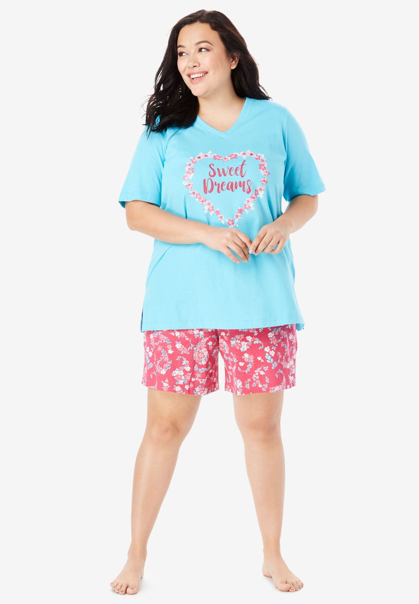 VNeck Shorty PJ Set by Dreams & Co.® Plus Size Pajama Sets Woman