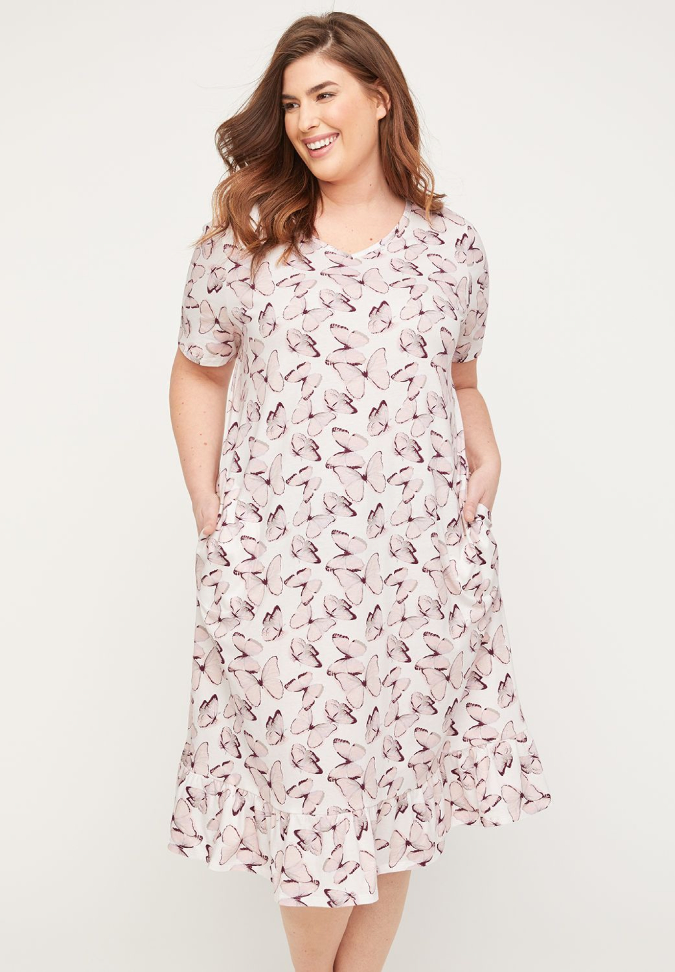 Butterfly Blush Cotton Sleep Gown | Woman Within