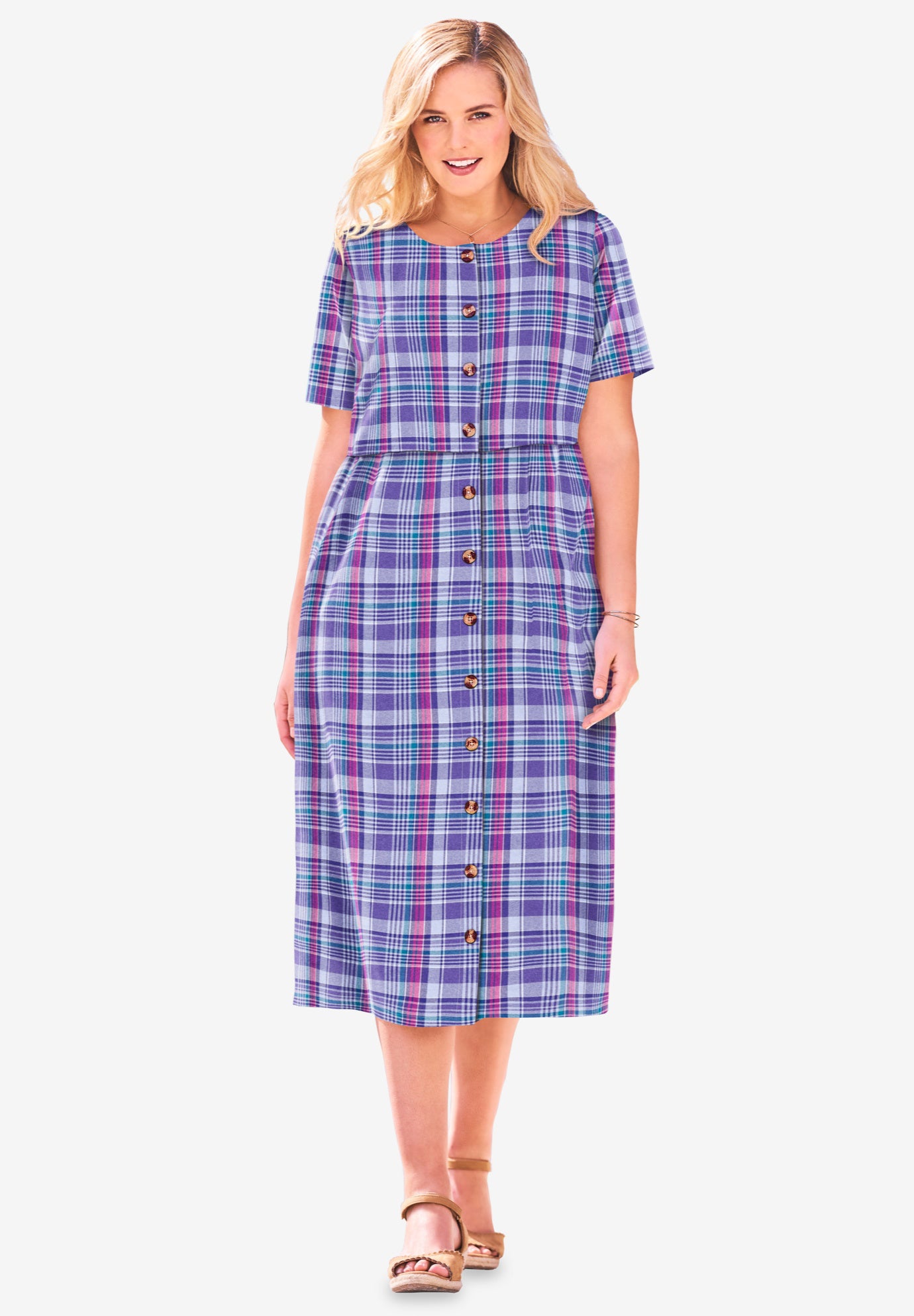 purple seersucker dress