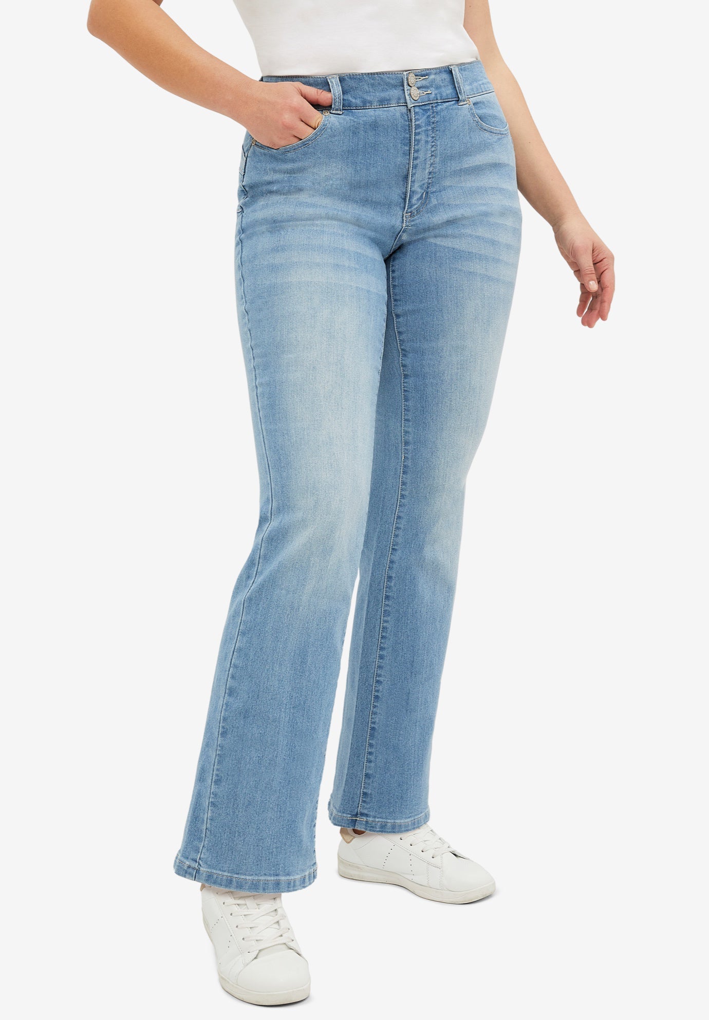 Elastic waist bootcut jeans clearance