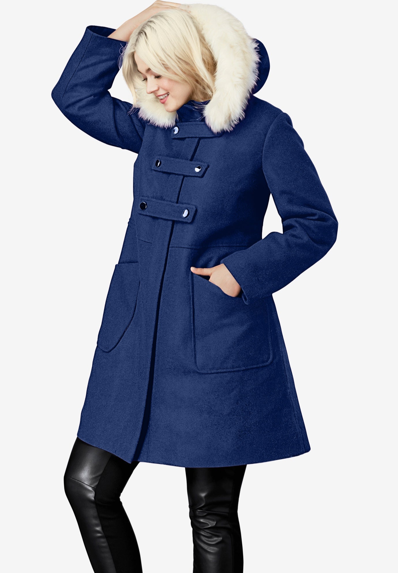 womens fur trim coat