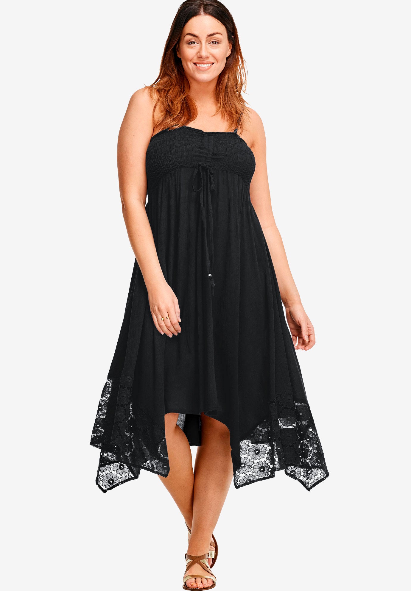Handkerchief Hem Dress by ellos® Plus Size Midi Dresses Woman Within