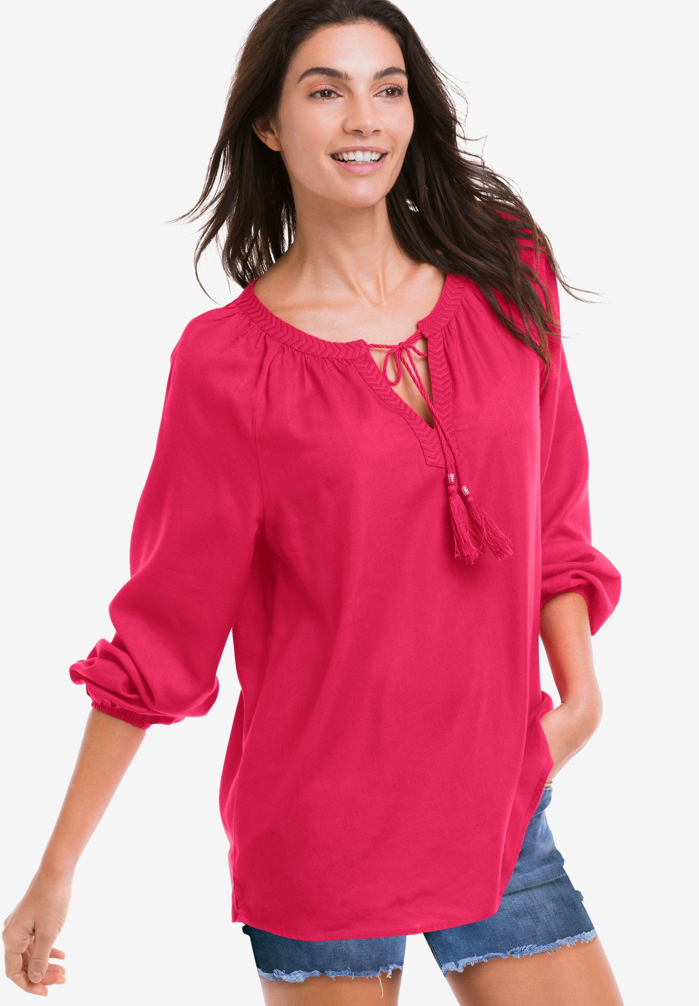 Embroidered Peasant Tunic by ellos®| Plus Size Tops | Woman Within