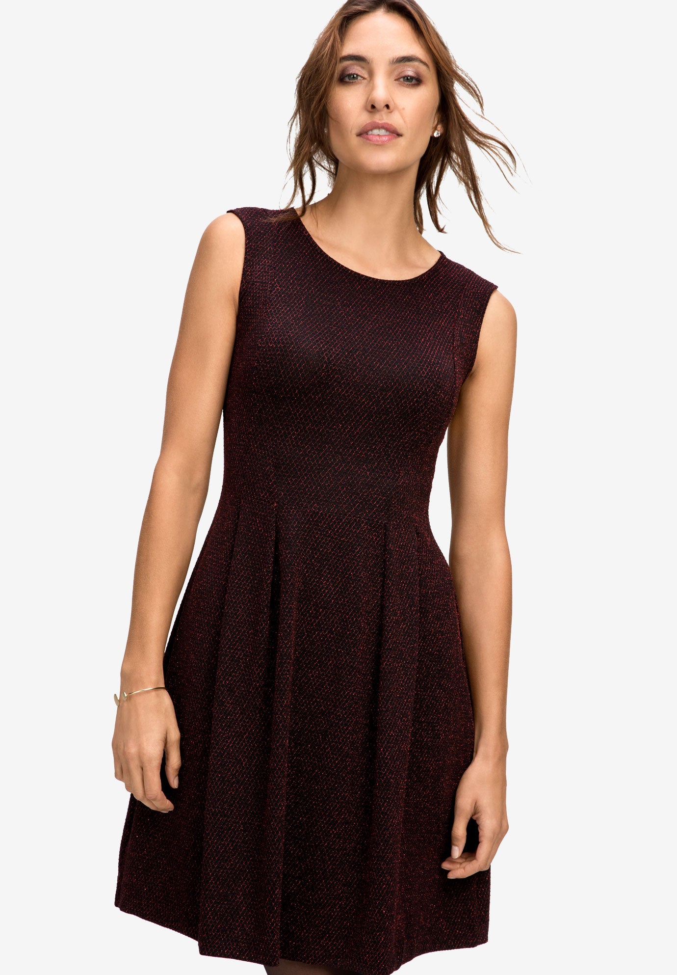 Fit & Flare Glitter Knit Dress by ellos® Woman Within