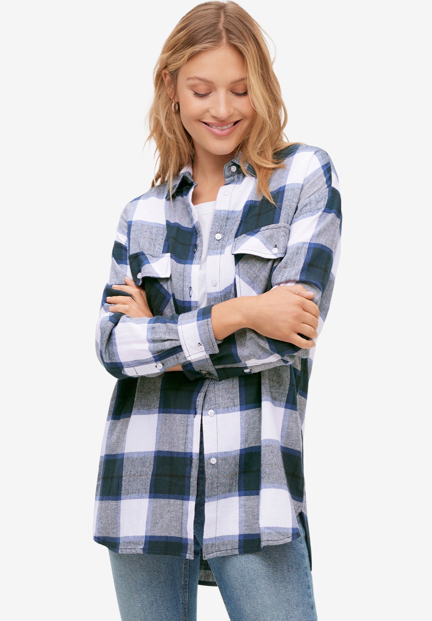 Plaid flannel tunic clearance