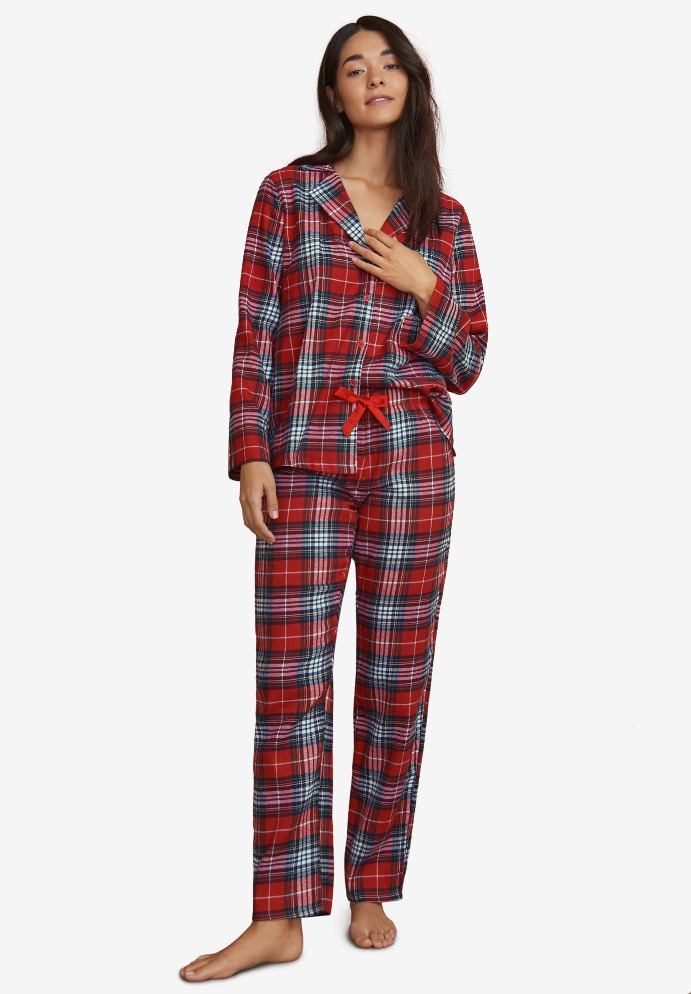 Plaid Flannel Pajama Set | Woman Within