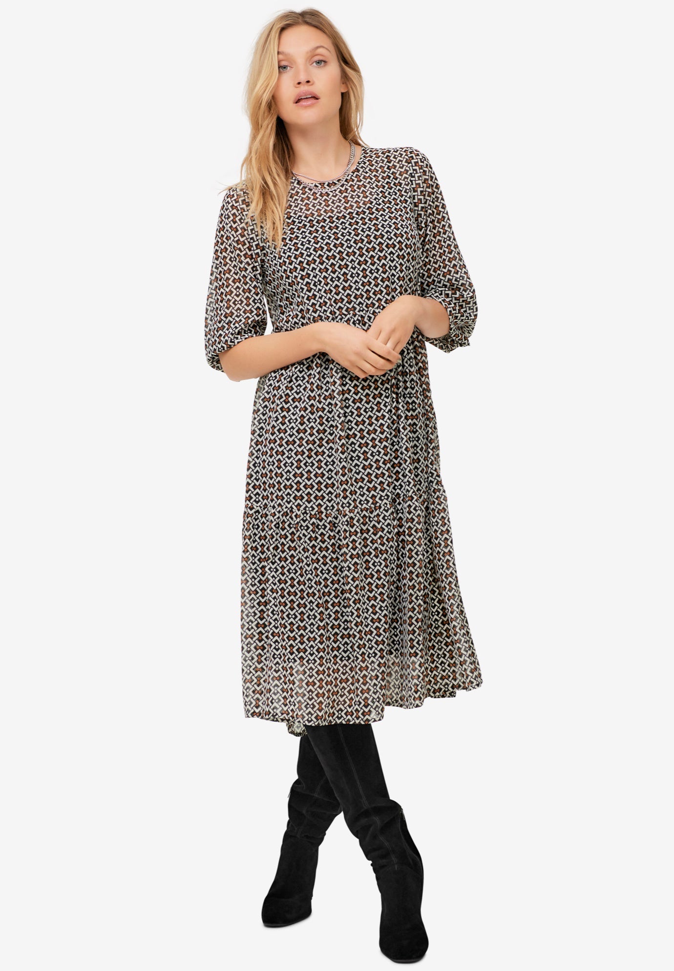 Sheer tiered dress clearance