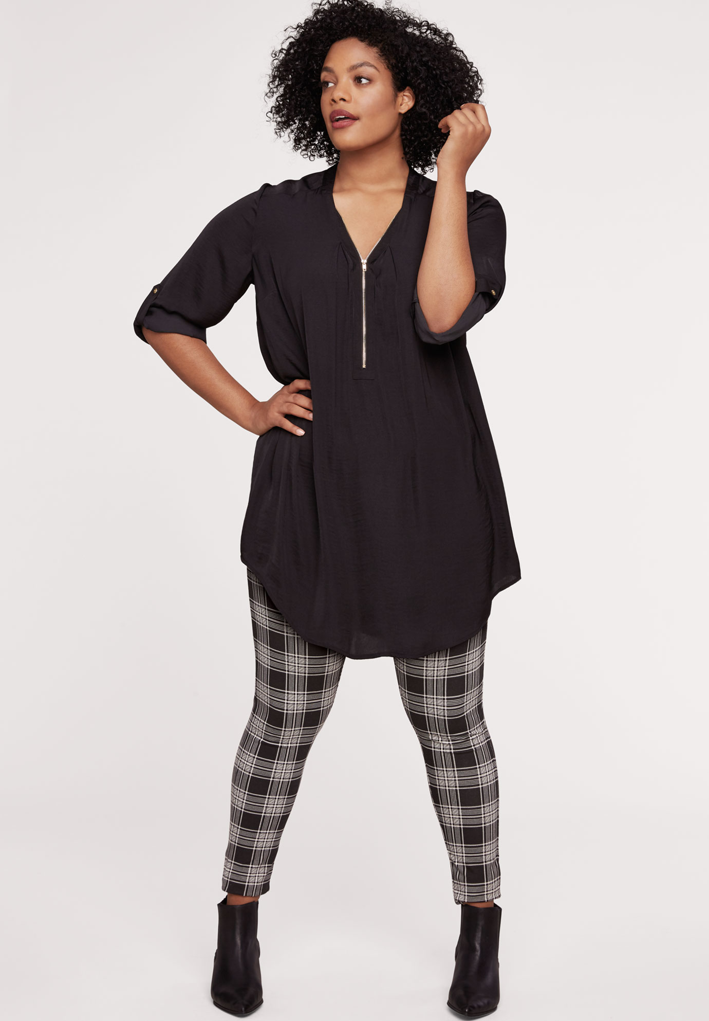 Zip-Front Sateen Tunic | Woman Within