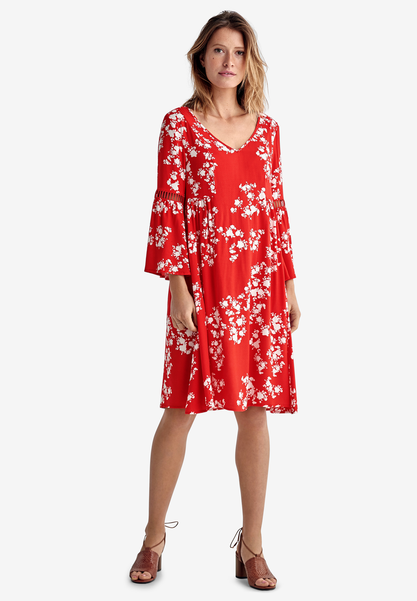 Cut-Out Bell Sleeve Dress by ellos® | Woman Within
