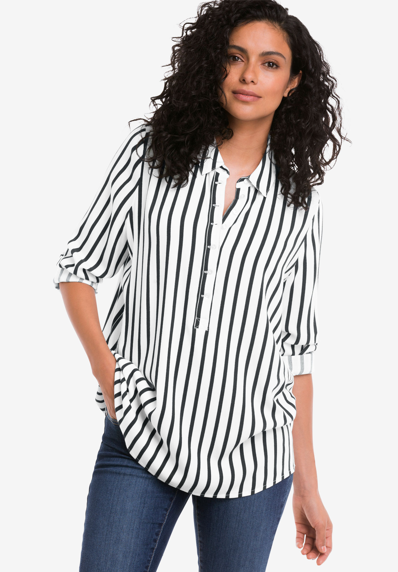 Button Placket Popover Tunic | Woman Within