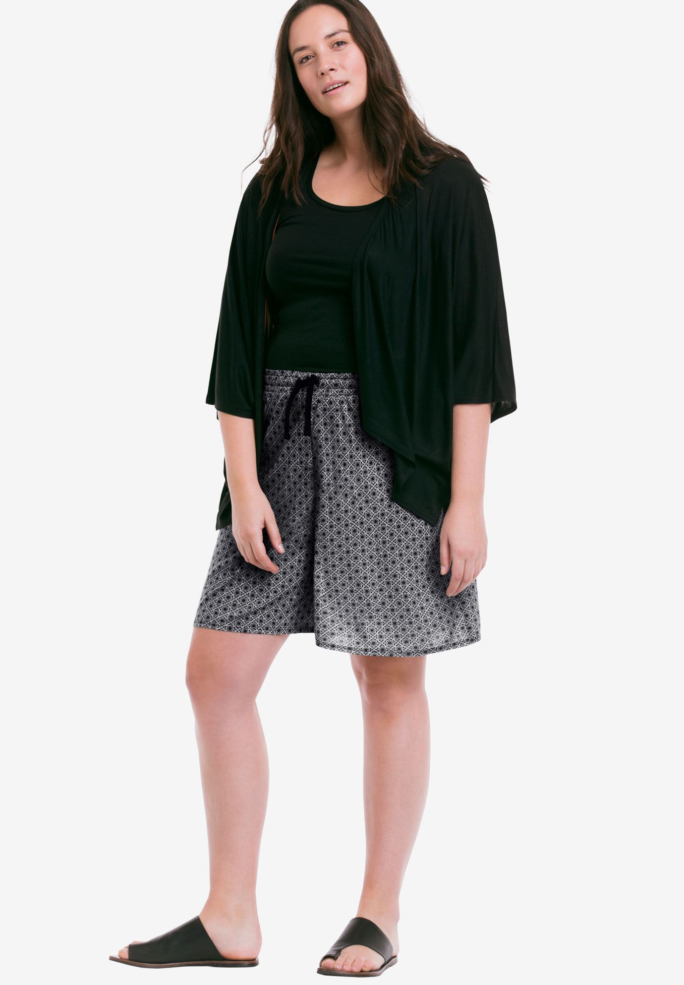 Wide Leg Knit Shorts by ellos® | Plus Size Dresses | Woman Within