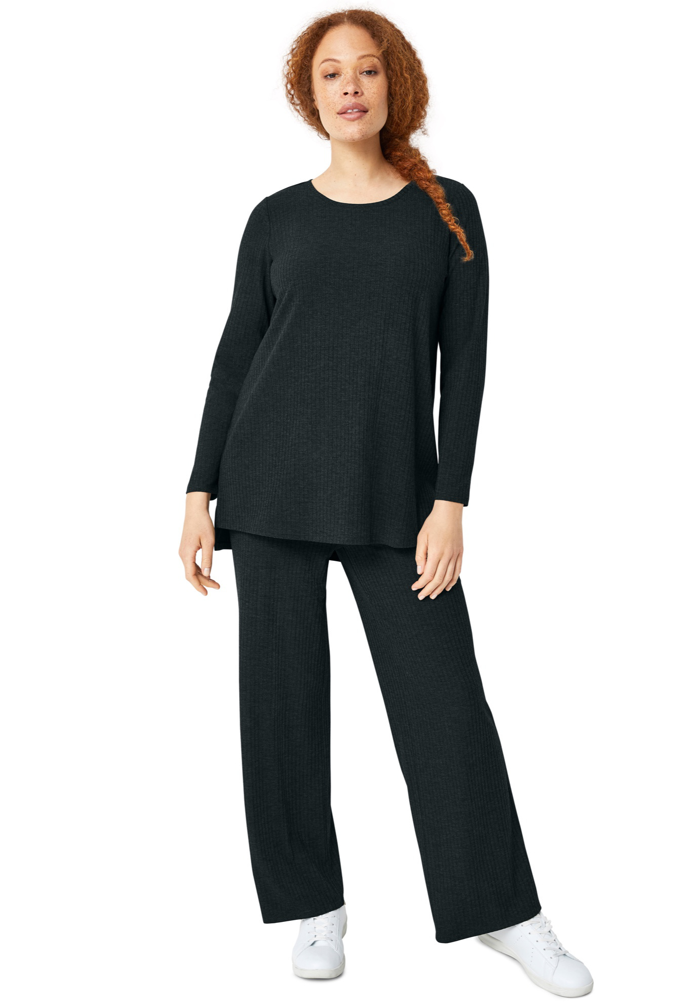 Ribbed Wide Leg Knit Pants | Woman Within