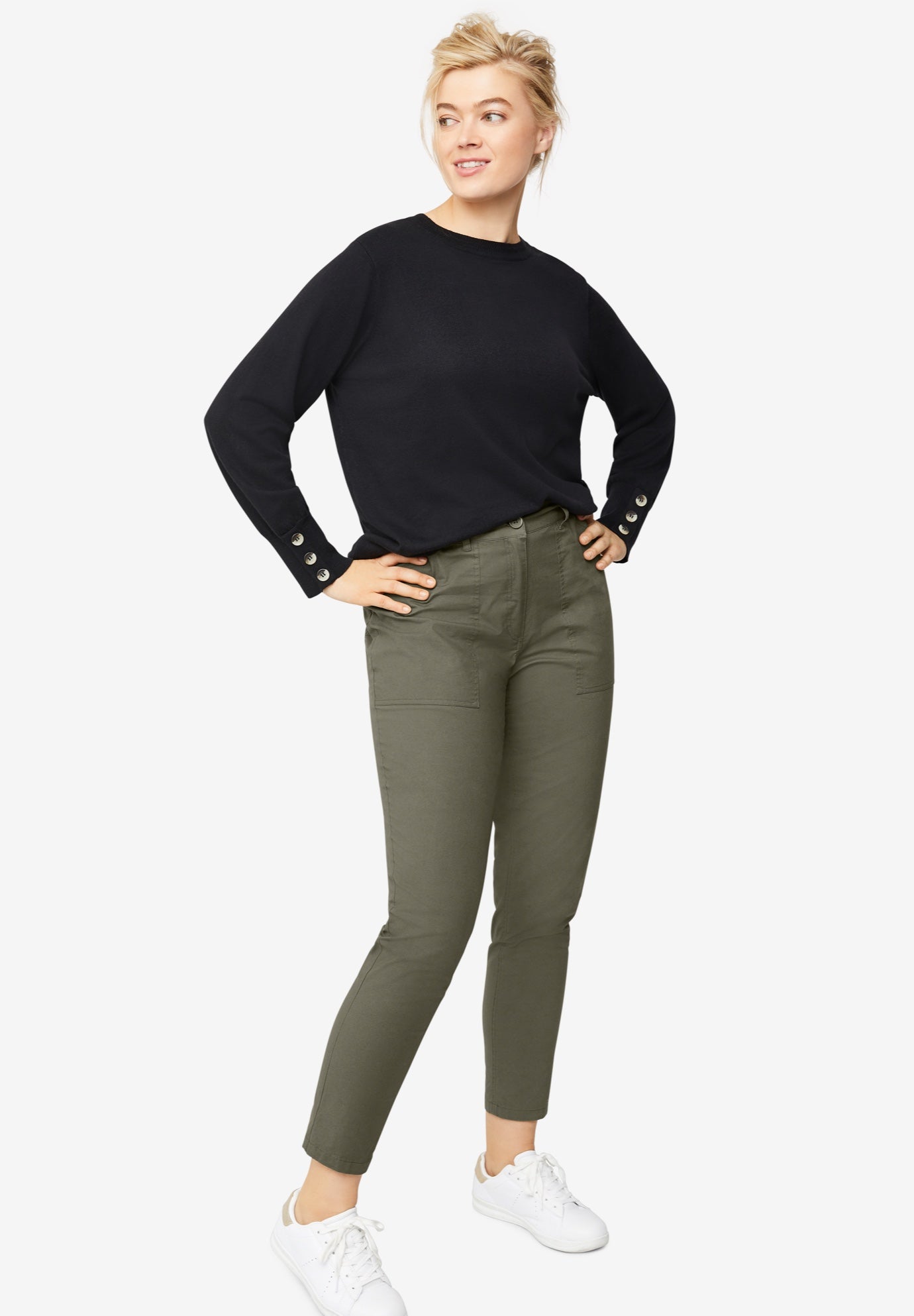 Girlfriend Chino Pants by ellos® Plus Size Khaki Pants Woman Within