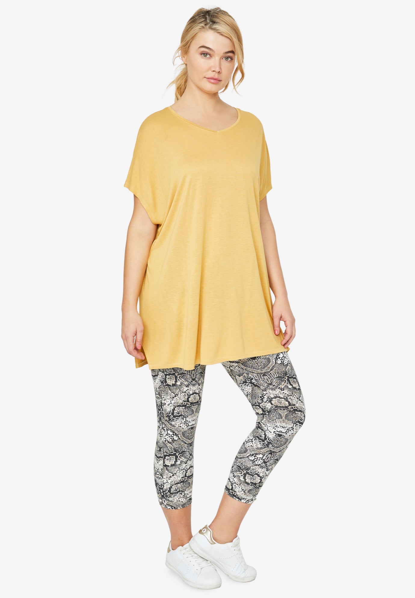 White knit capri leggings Clearance