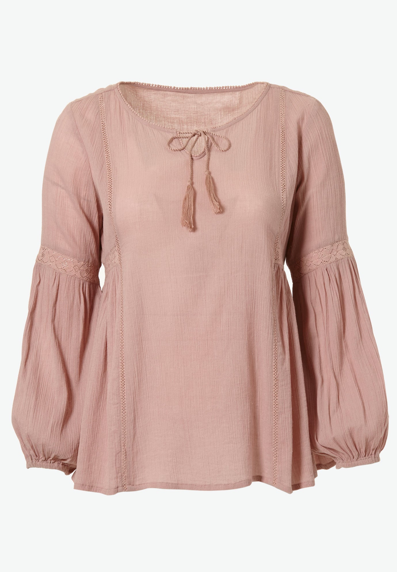 Lace Trim Peasant Gauze Blouse by ellos® Woman Within