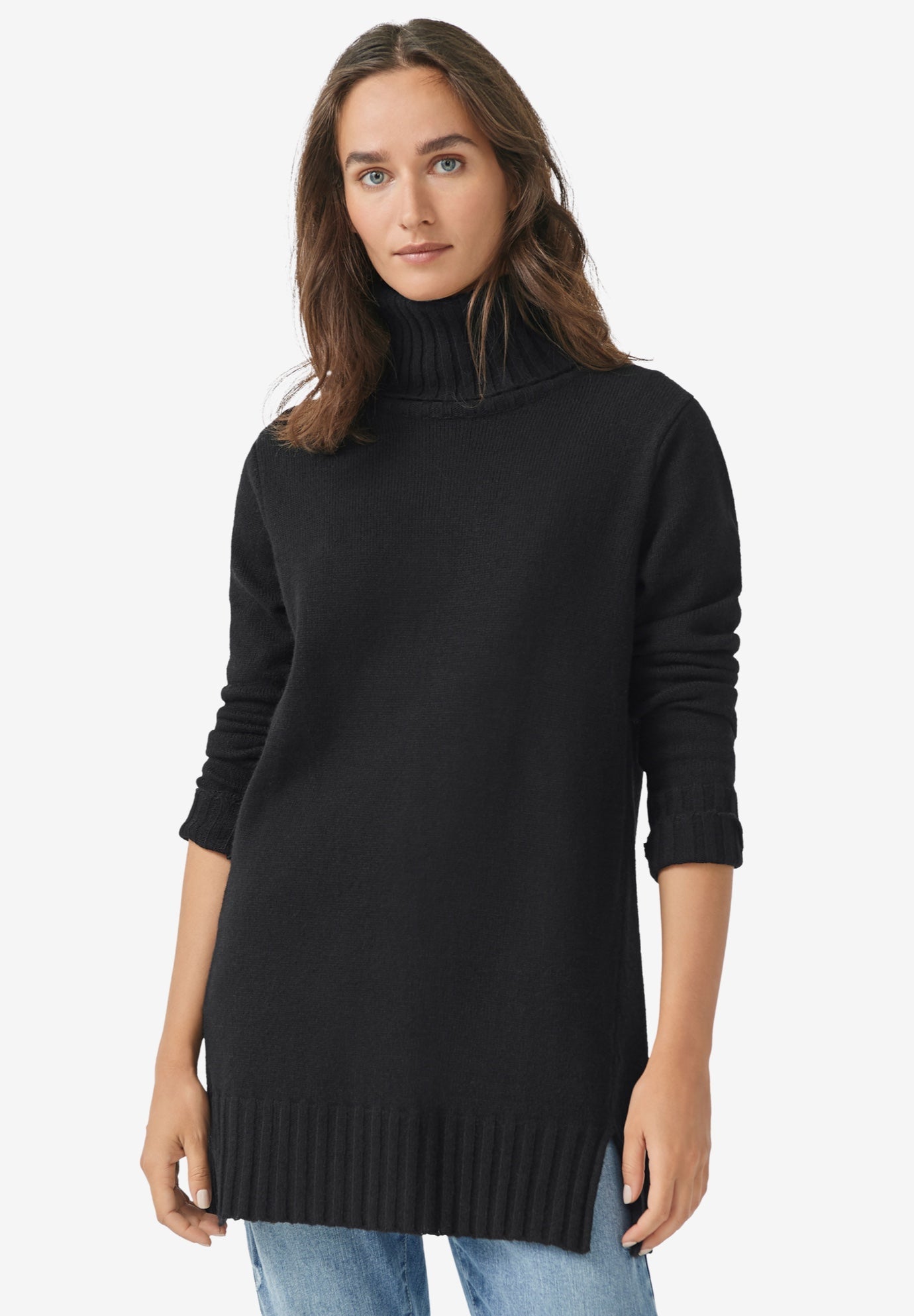 Ribbed Turtleneck Tunic Sweater | Woman 