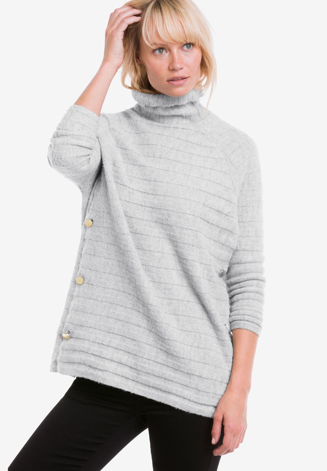 Side Button Turtleneck Sweater | Woman 