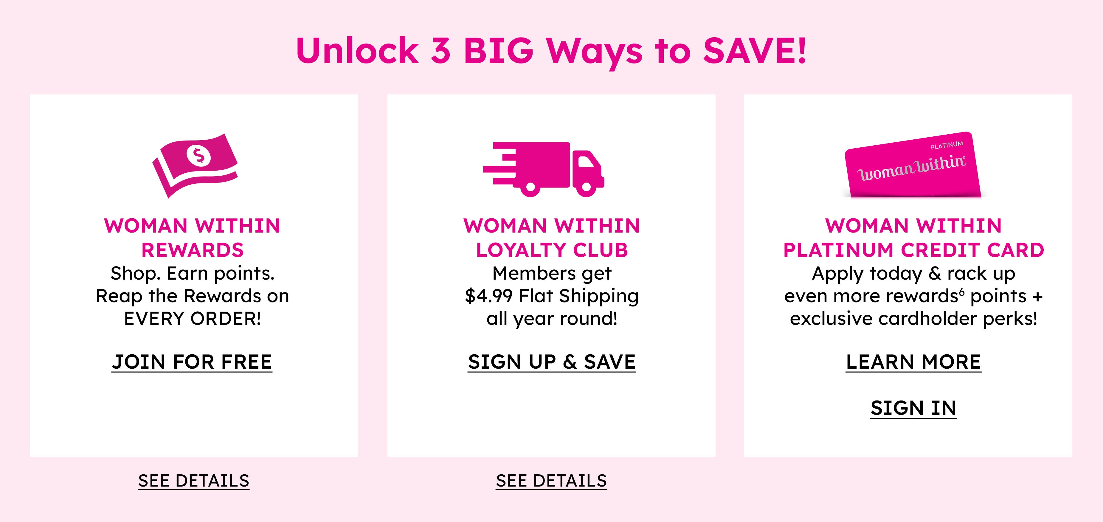 Woman Within - More Ways to Save - Rewards, Loyalty Club and Platinum Card