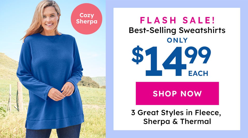 flash sale on sweatshirts only $14.99 each