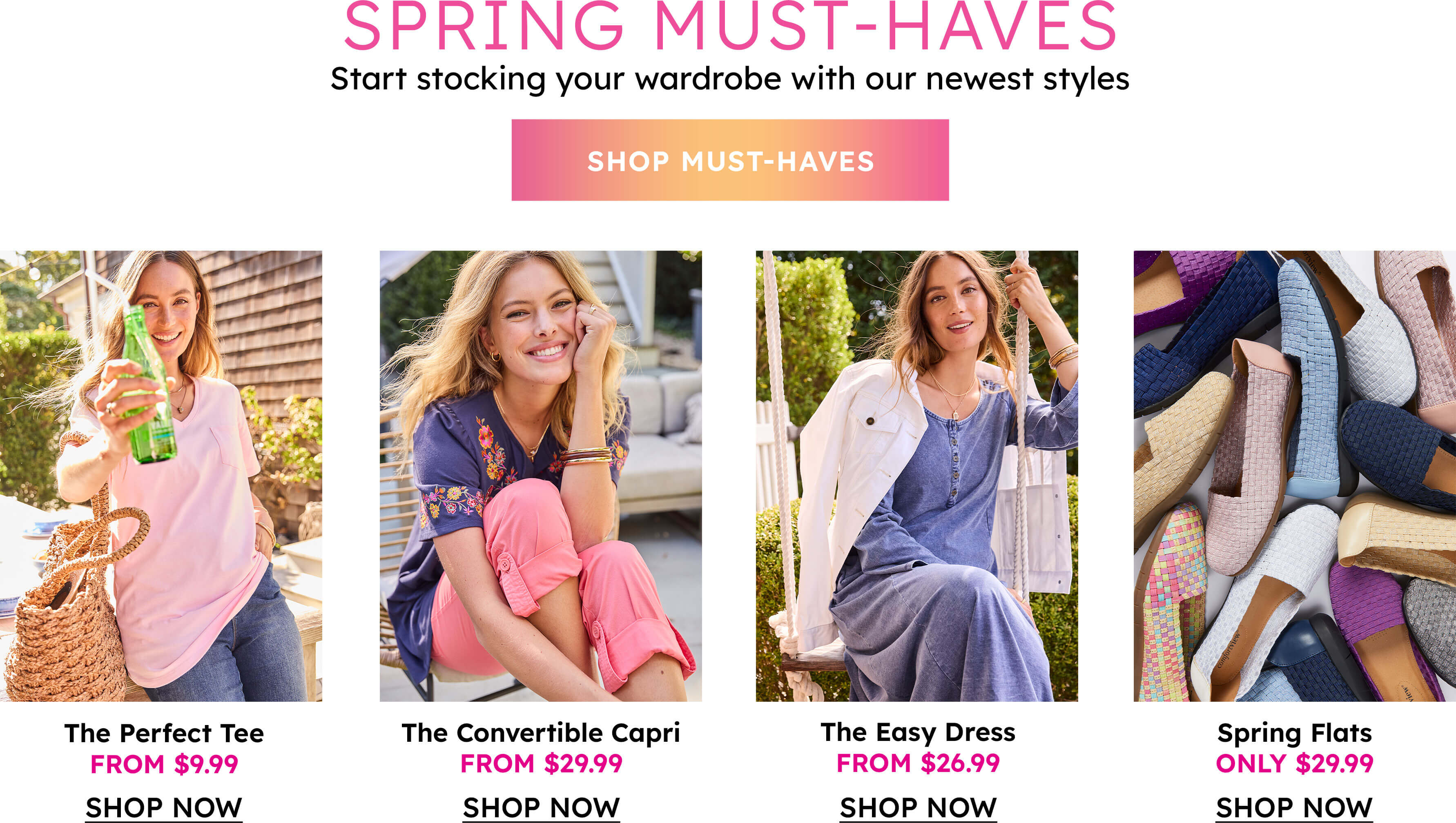 New For Spring - Shop Perfects, Convertible Cargos, T-Shirt Dresses and Shoes