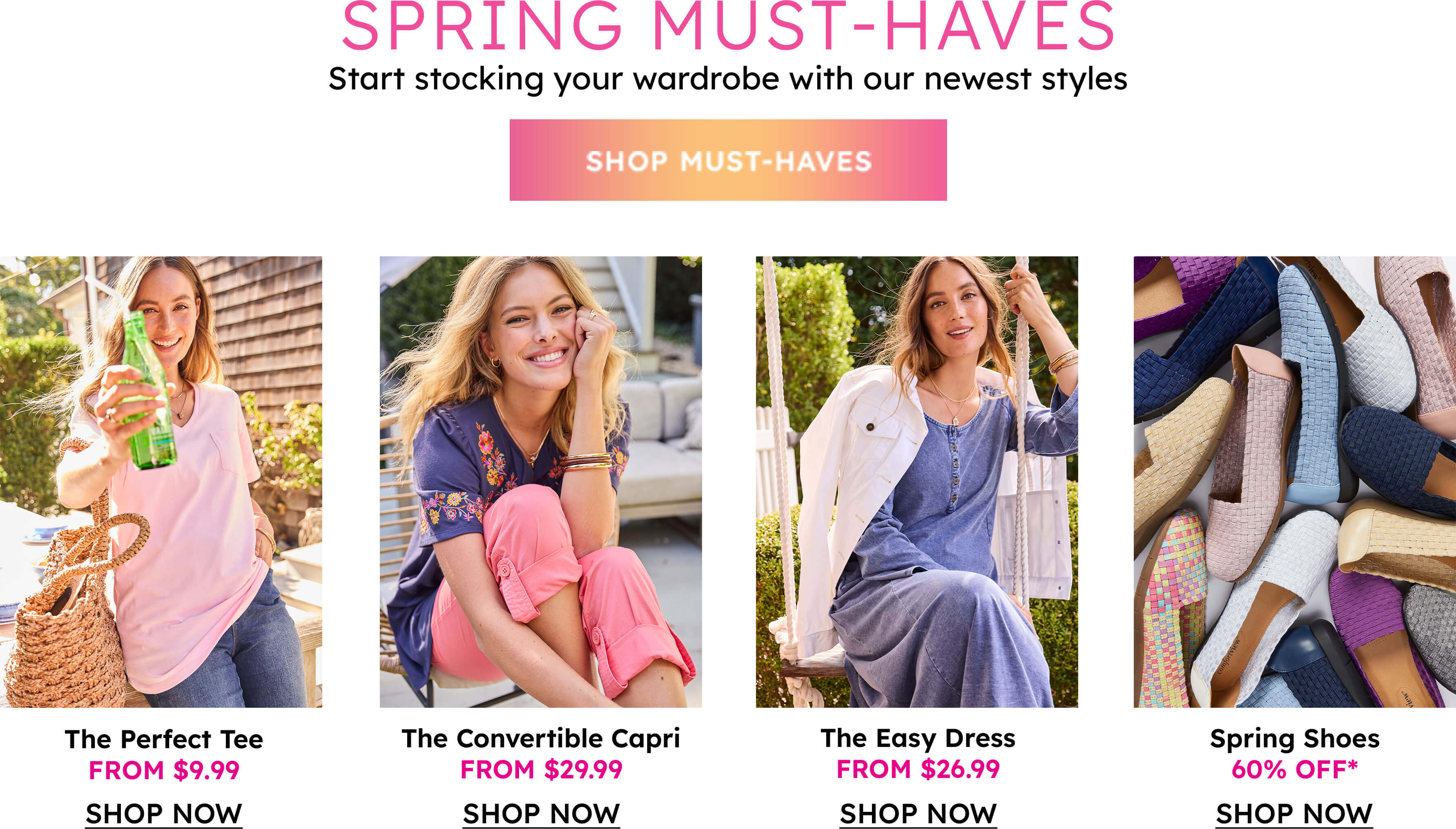 New For Spring - Shop Perfects, Convertible Cargos, T-Shirt Dresses and Shoes