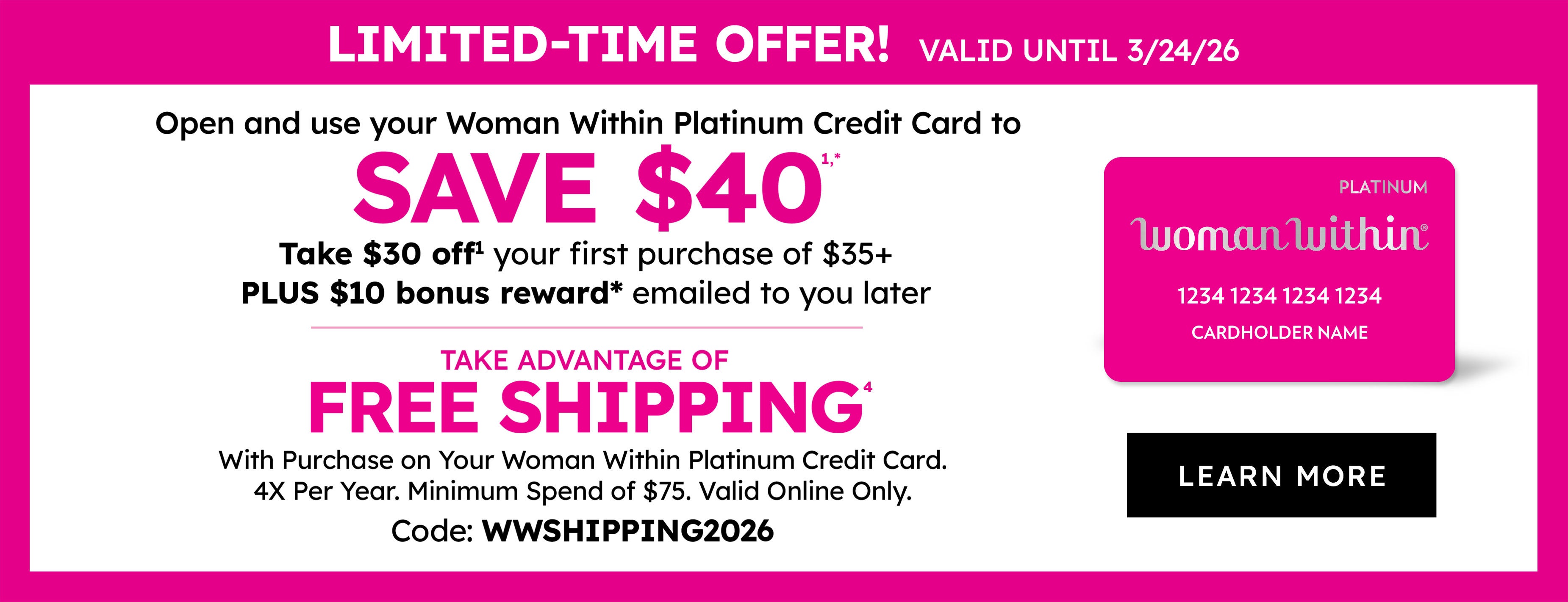 Free shipping with PLCC card