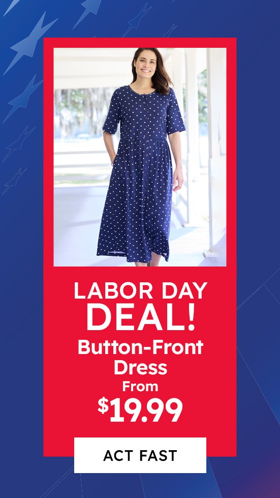 Labor day deals button-front dresses from $19.99 act fast