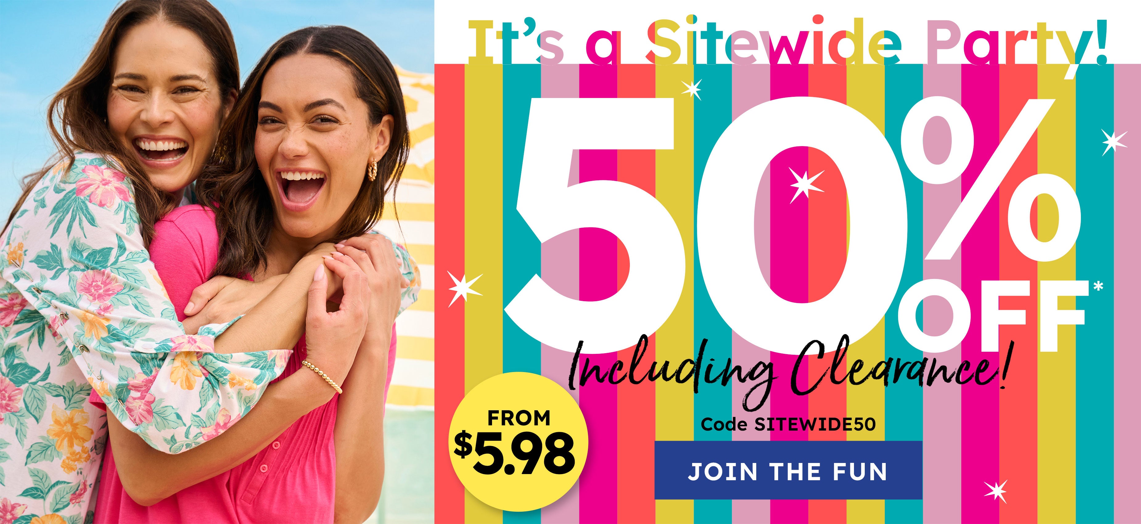 its sitewide party 50% off - Shop Now