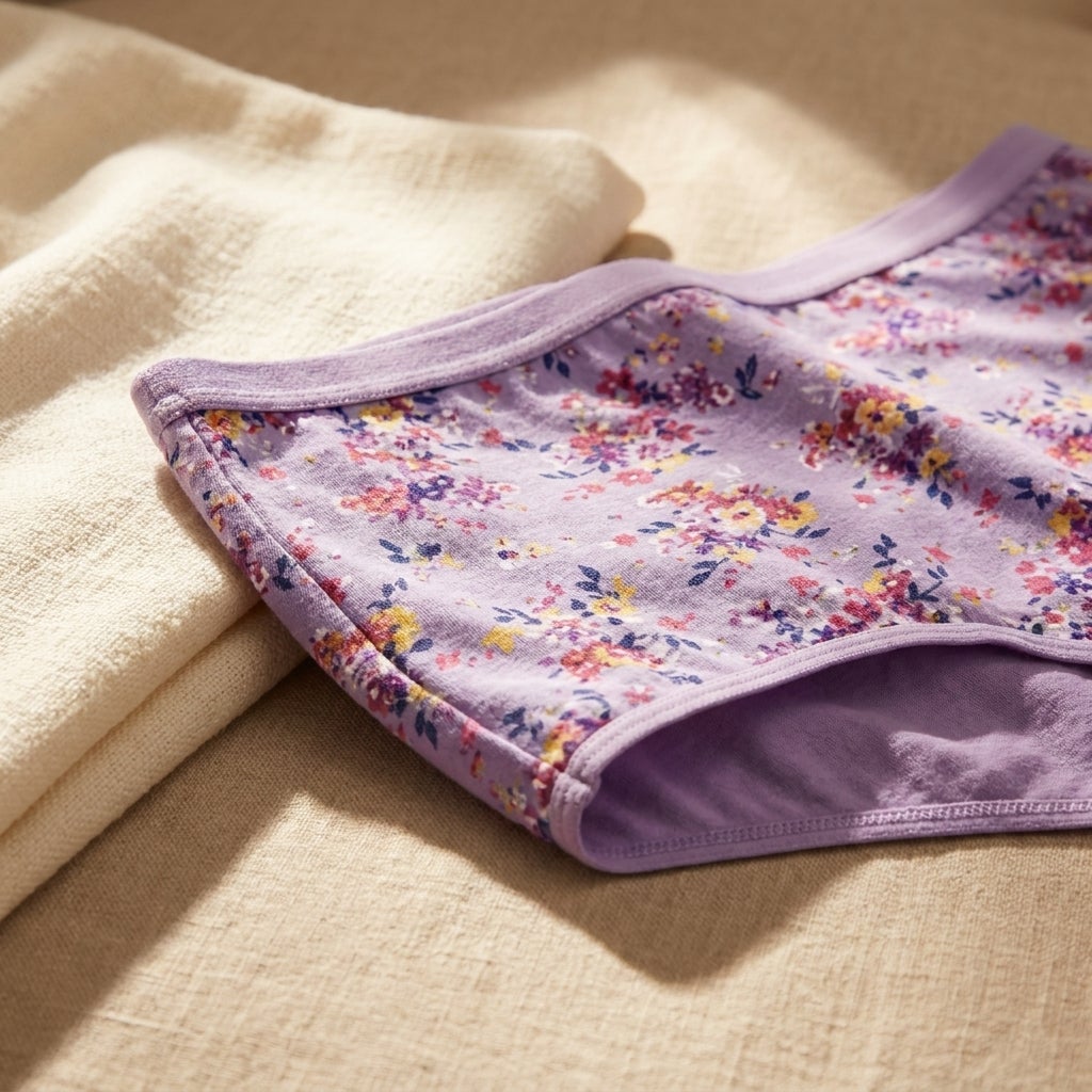 Folded full-coverage cotton brief showing its soft, wide elastic waistband