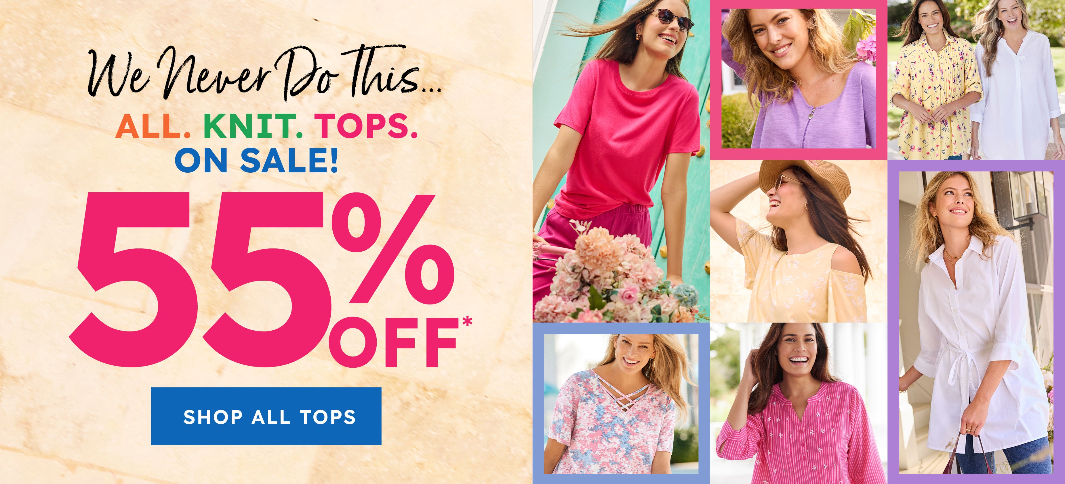 55% off on tops