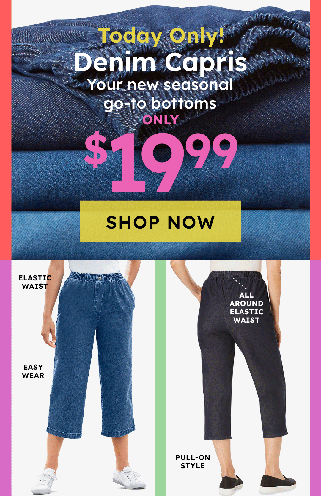 Denim capris at @16.99