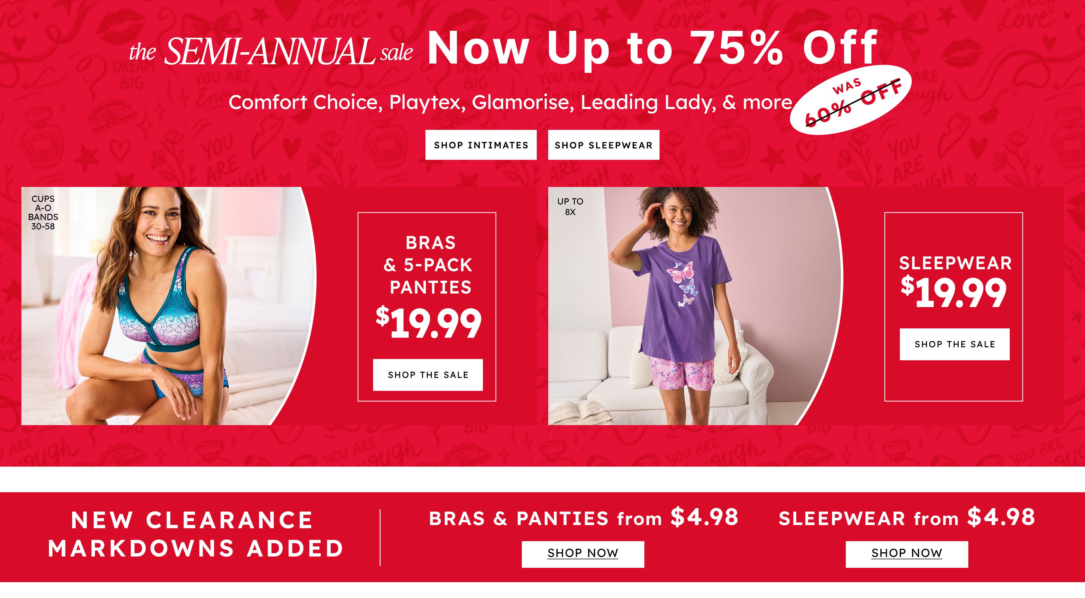 Semi annual sale on intimates and sleepwear SHOP NOW