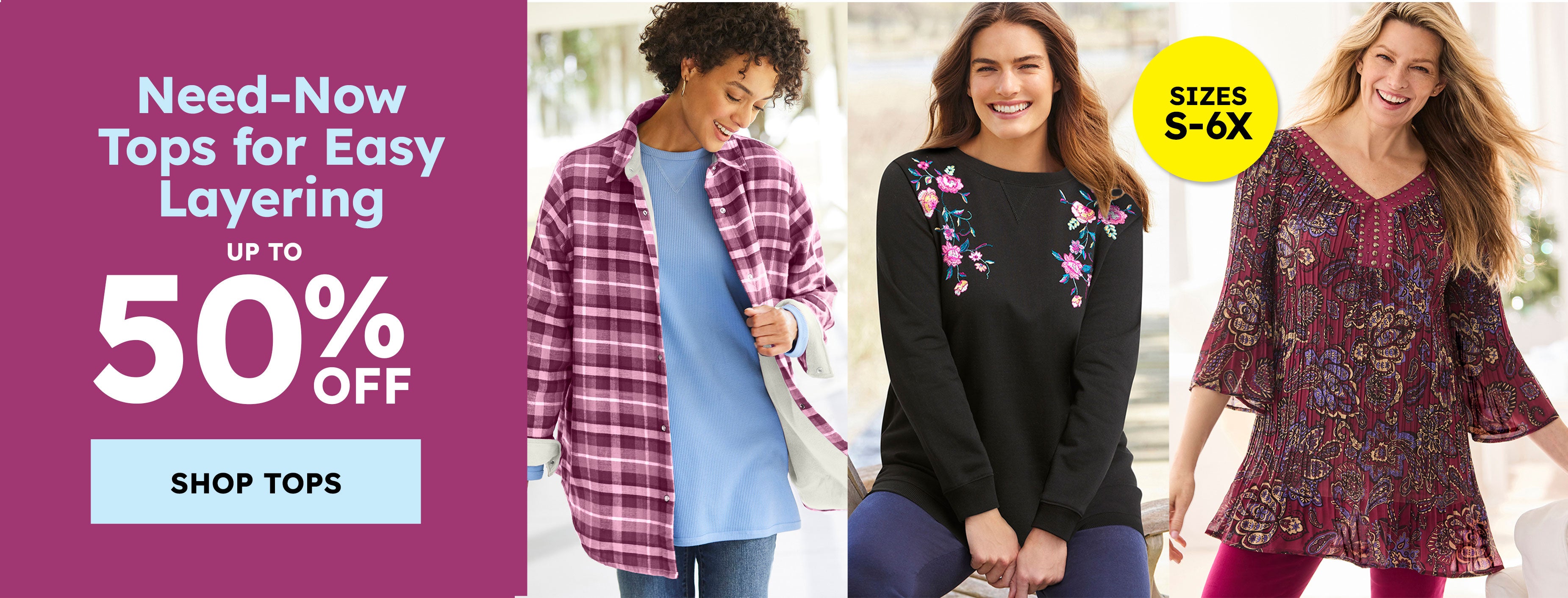 Neew-now tops for easy layering up to 50% off shop tops