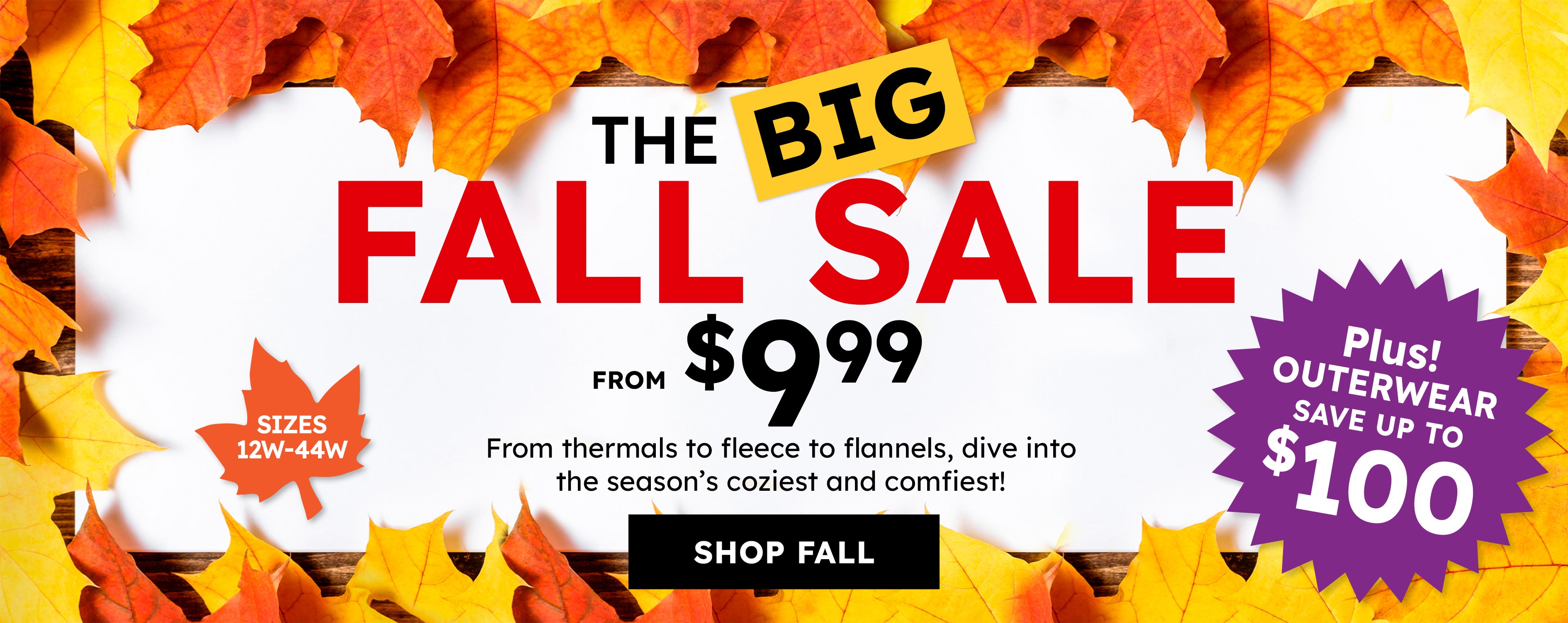 The big fall sale from 9.99