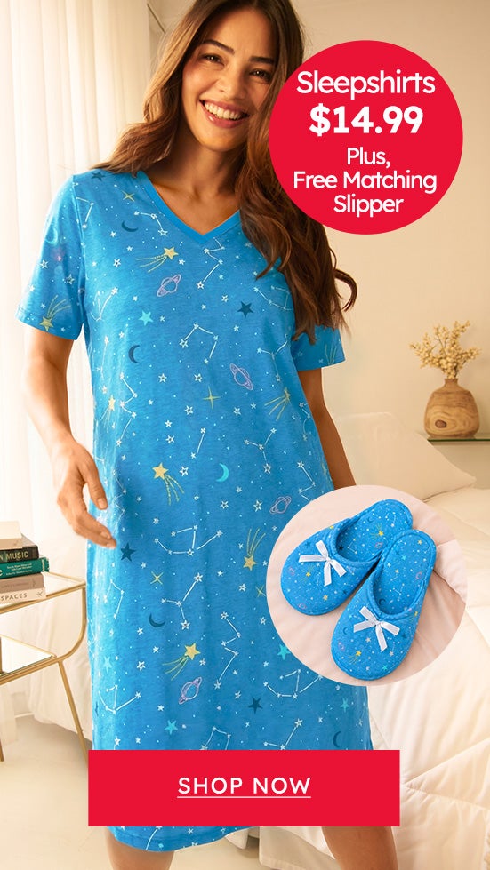 Sleepshirts at $14.99 